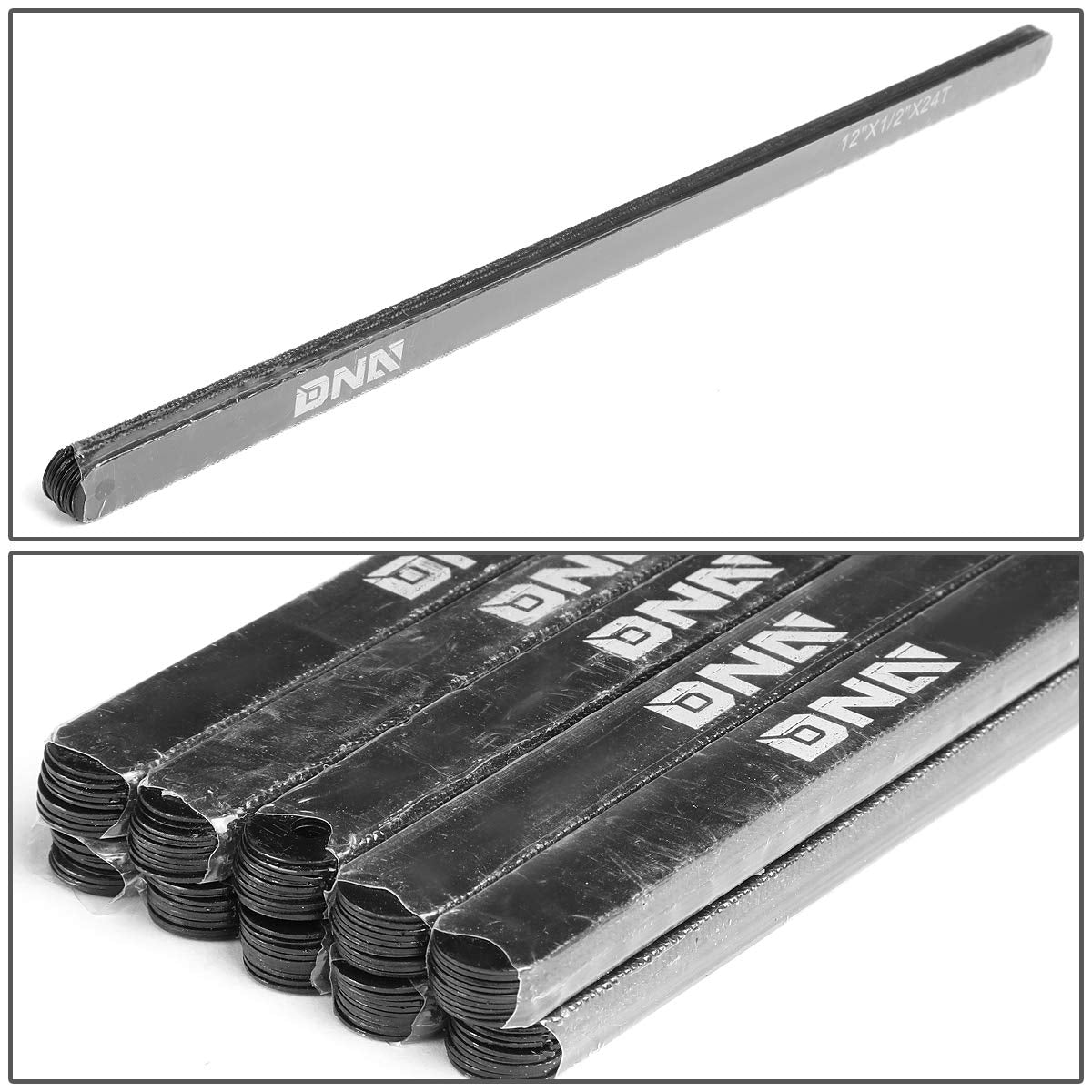 DNA Motoring TOOLS-00108 Replacement Hacksaw Blades, 12-Inch Heavy Carbon Steel, 24 TPI, Powder Coated, Pack of 10