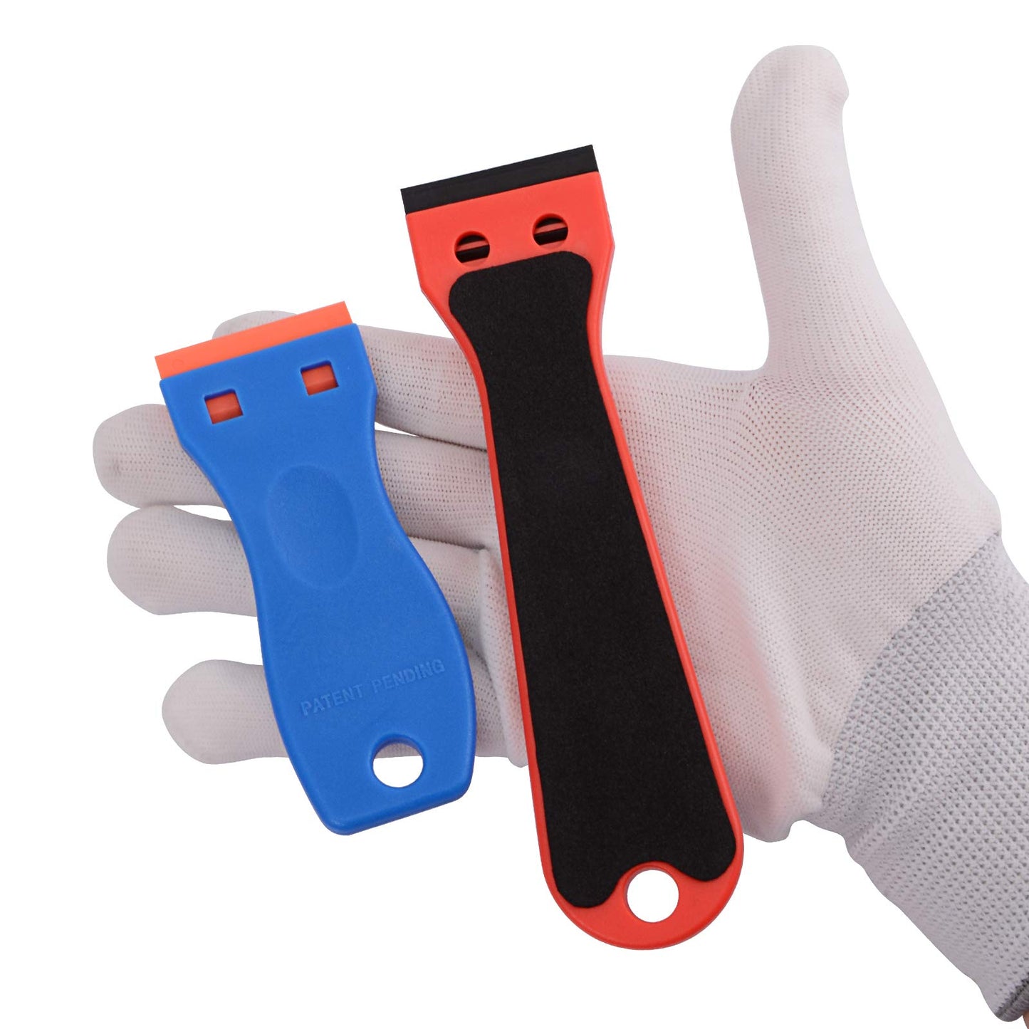 EHDIS 2pcs 6" Plastic Razor Scraper with 100 Double-Edge Blades – Adhesive, Vinyl, Window Tint & Sticker Glue Remover (Red)