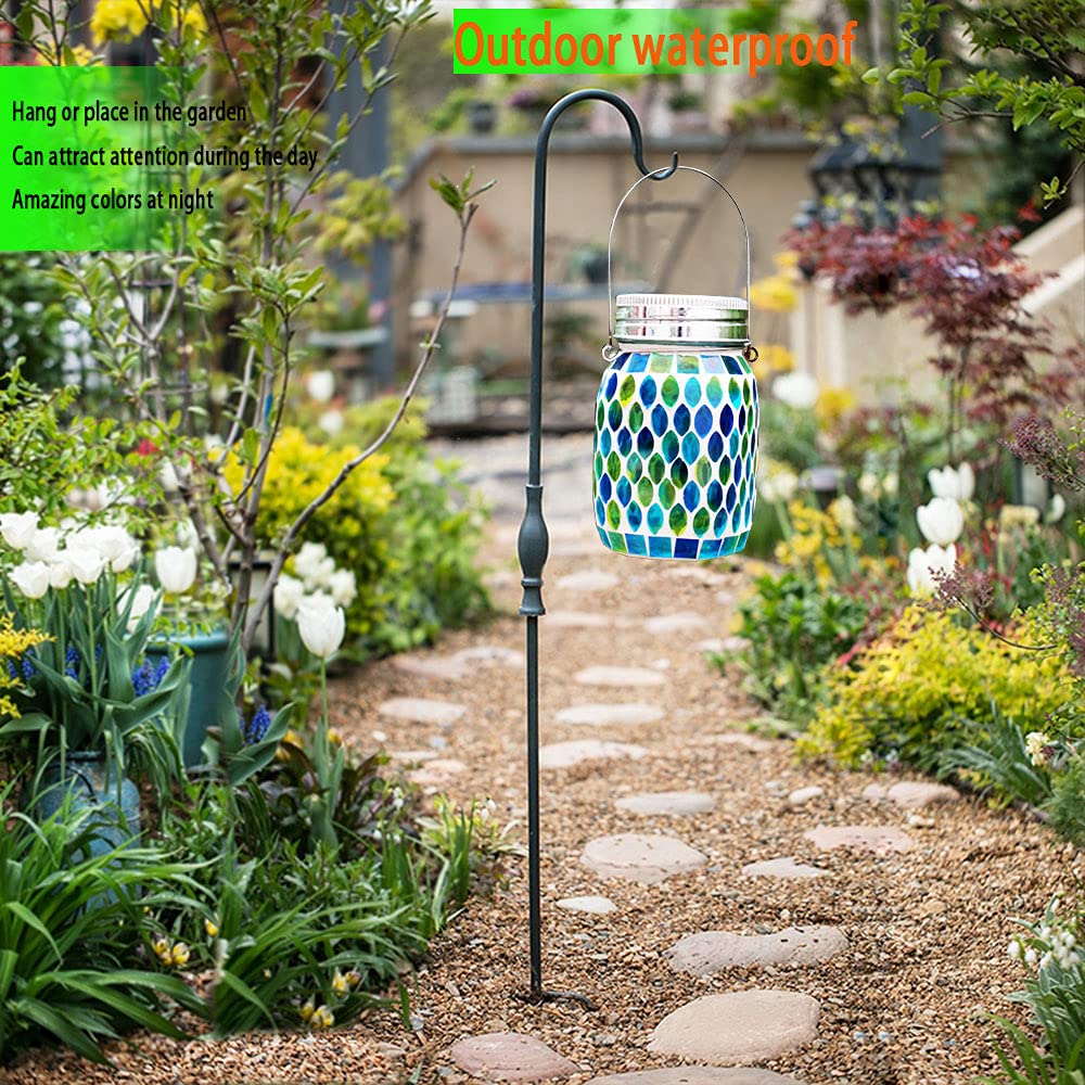 Mosaic Solar Outdoor Hanging Lanterns, Waterproof Garden & Patio Lights, Xmas & Halloween Decor, Gifts for Women, Mom, Grandma