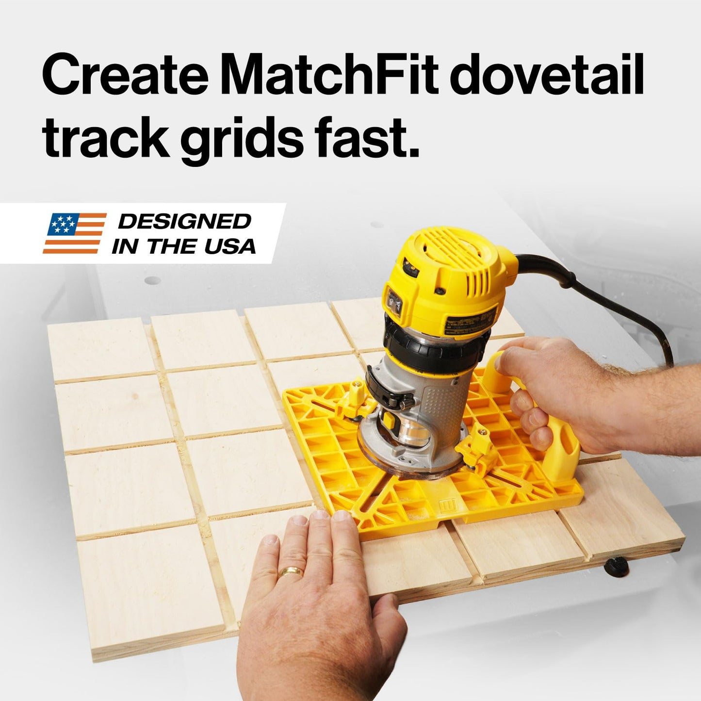 MICROJIG MatchFit Grid Router Guide, Woodworking Precision Tools for Dovetail Track, Easy Setup, Self-Indexing Design 4" Spacing, MFRG-400-000