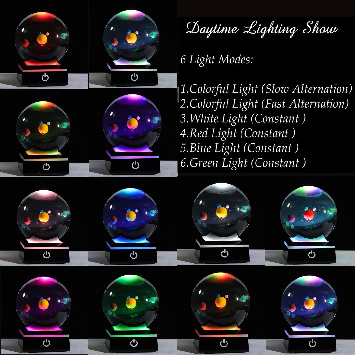 3D Solar System Crystal Ball 80mm - Astronomy Decor, Planet Lamp, Science Gifts for Men, Dad, Teacher, Birthday Night Light