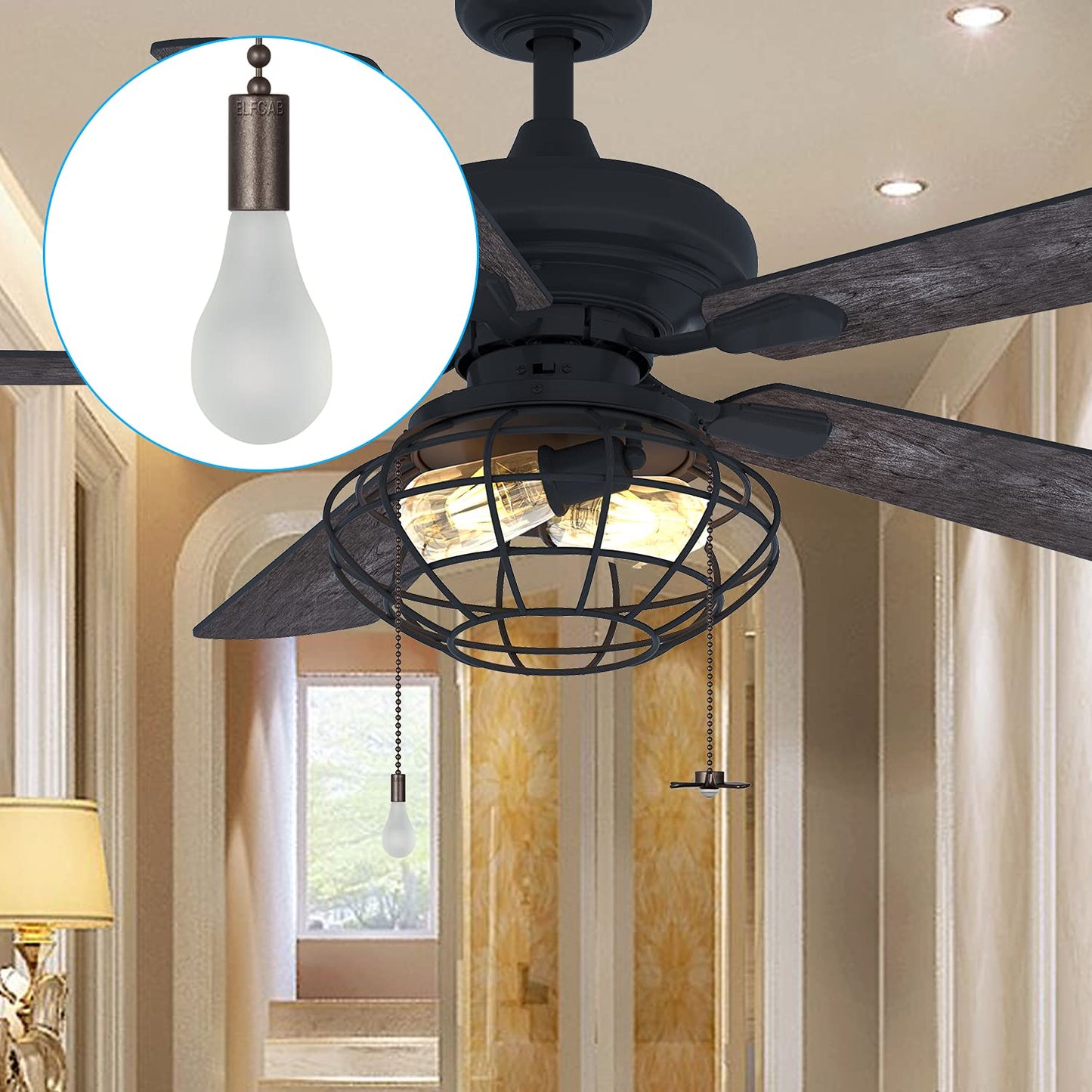 Ceiling Fan Pull Chain Set, 4 Beaded Ball Pendants, 8 Loop Connectors & 2 Extenders 36" – Oil Rubbed Bronze