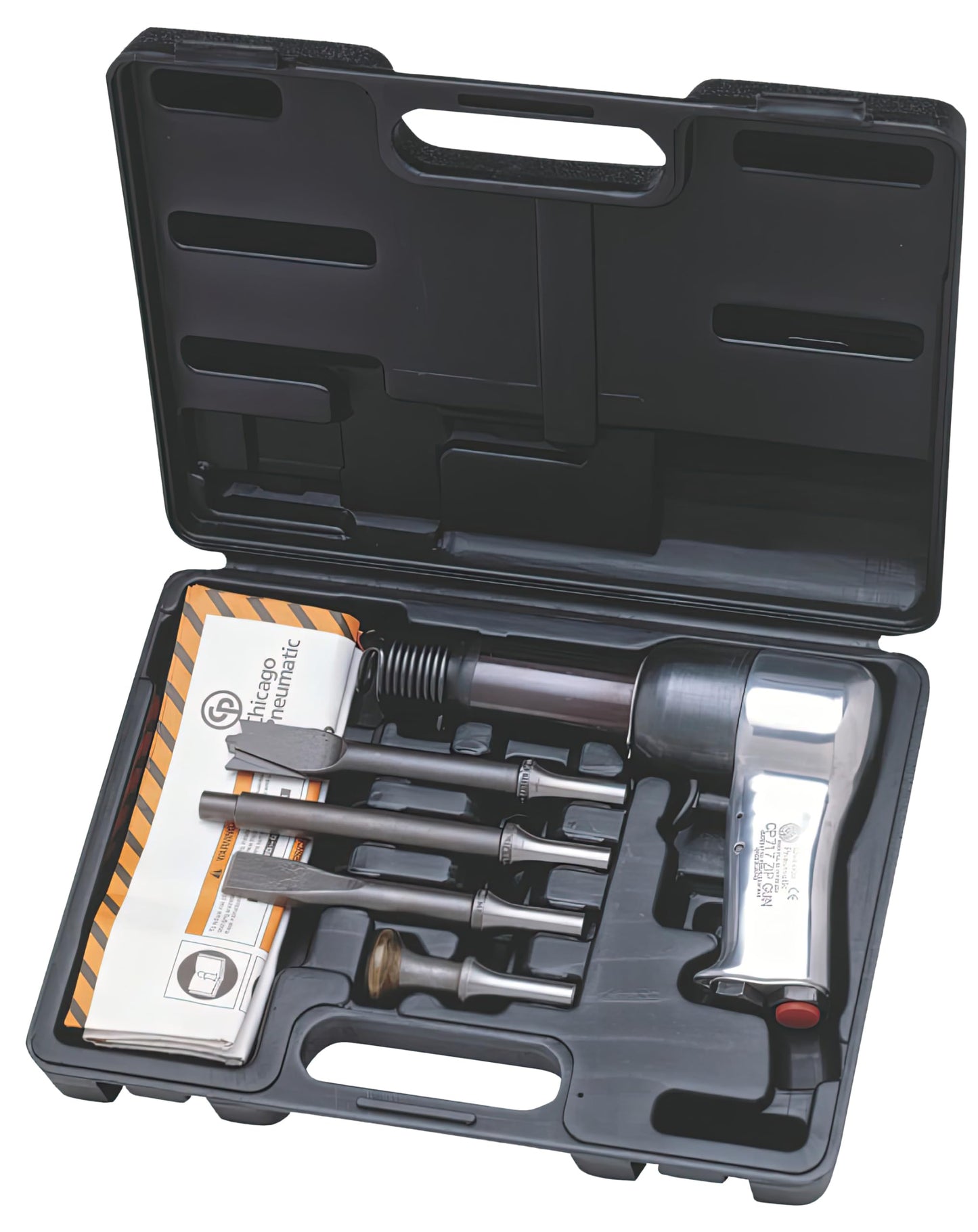 Chicago Pneumatic CP717K Air Hammer Kit – 4-Piece 0.498" Chisel Set, Spring Retainer, Heavy Duty Case, Welding & Construction Tool