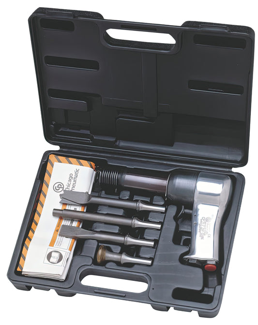 Chicago Pneumatic CP717K Air Hammer Kit – 4-Piece 0.498" Chisel Set, Spring Retainer, Heavy Duty Case, Welding & Construction Tool