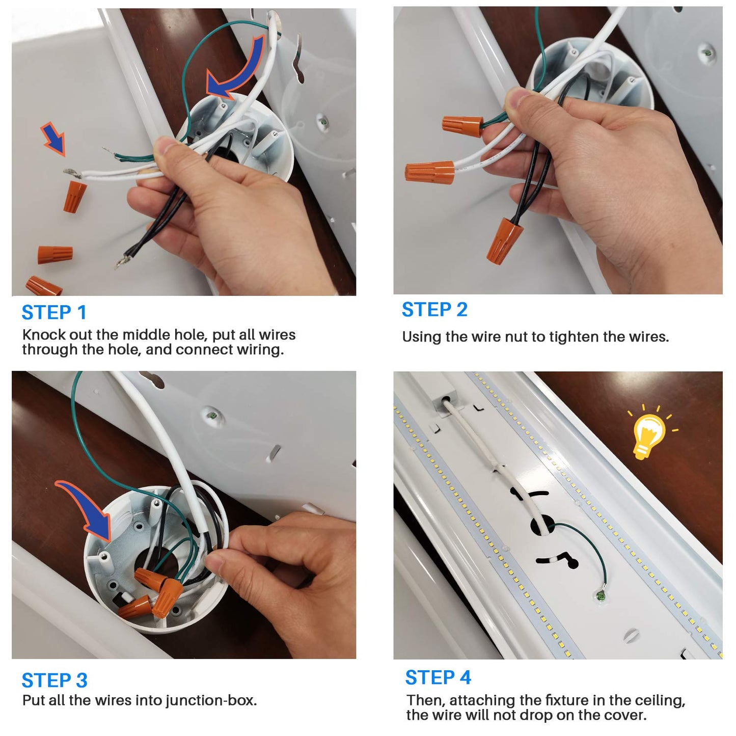 FAITHSAIL 4FT LED Wraparound Shop Light, 40W 4400lm 4000K Neutral White, 48 Inch Flush Mount Garage & Office Ceiling Fixture
