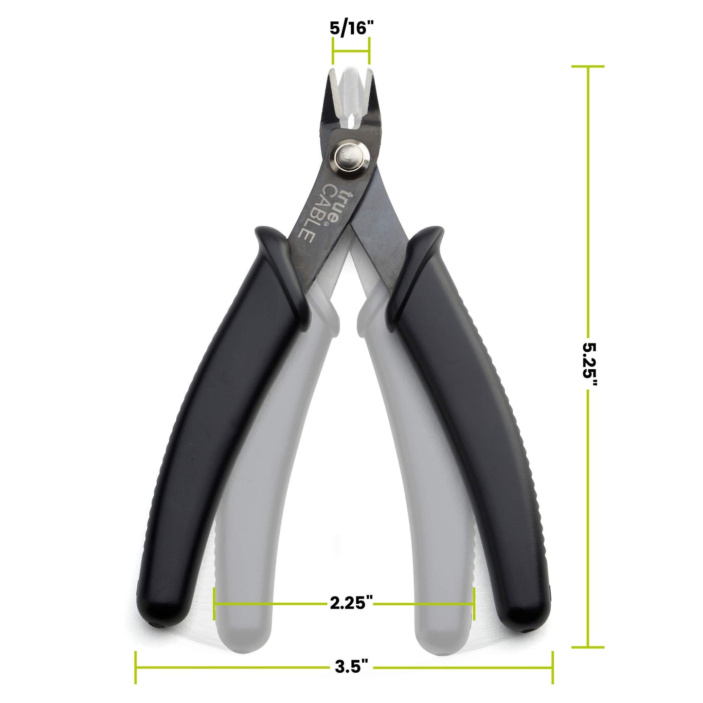 trueCABLE Precision Sharp Flush Cutter Pliers, Wire Cutters for Ethernet Cable Prep, Electronics, Jewelry & Crafts, Hardened Carbon Steel, Non-Slip Handle, Cuts Up to 16 AWG (1 Pack)