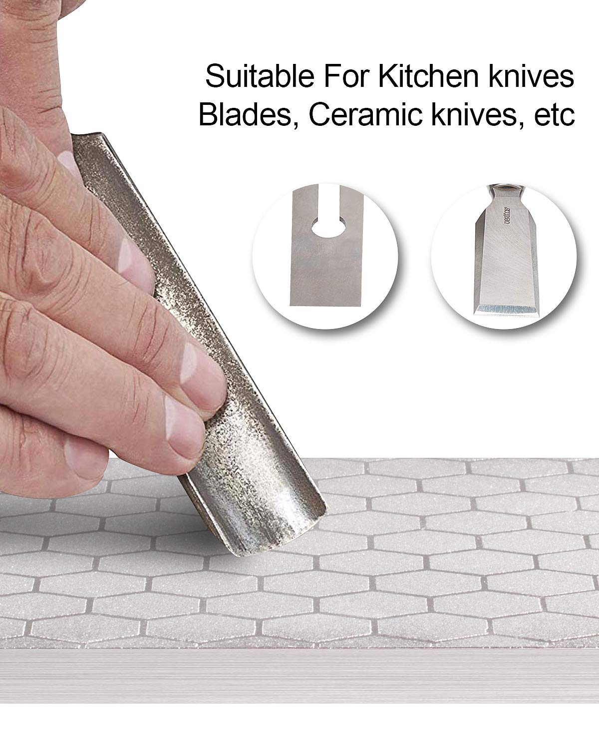 S SATC Diamond Sharpening Stone 2 Side Grit 400/1000 Diamond Plate Honing Stone 8-inch Hone Sharpener White