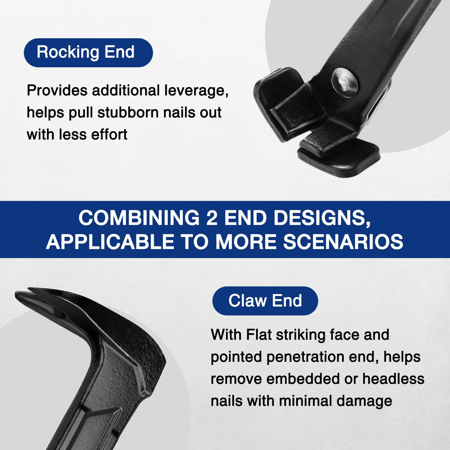 WORKPRO 13" Nail Puller & Cats Paw Pry Bar, Nail Remover Crowbar for Carpentry, Woodworking, Home Remodeling Projects