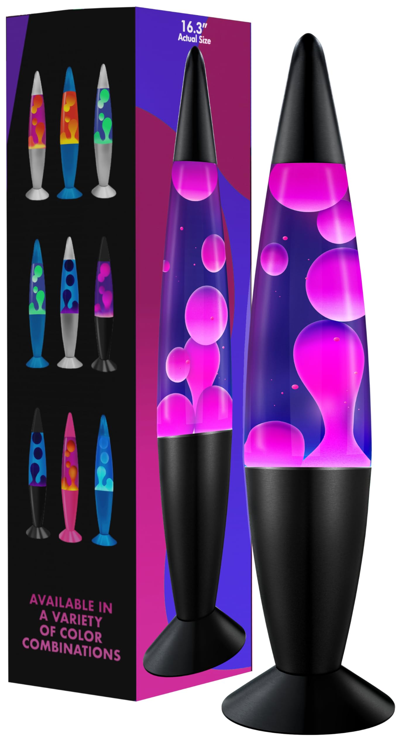 JAMBO 16" Purple Liquid Lamp with White & Pink Wax – Relaxing Magma Night Light for Living Room, Bedroom, Office, Teens & Kids Home Decor