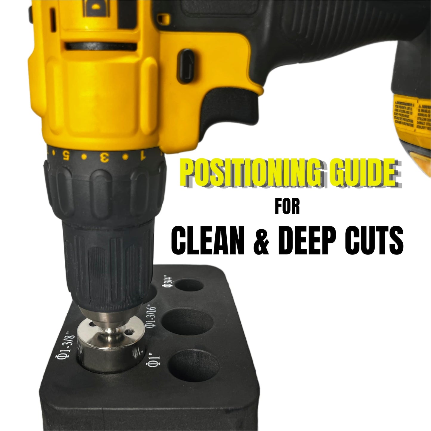 Drilax 5-Pc Diamond Hole Saw Set with Guide & PU Case | for Glass, Tile, Granite & Countertops | Includes 3/4", 1", 1-3/16", 1-3/8", 1-5/8" Bits