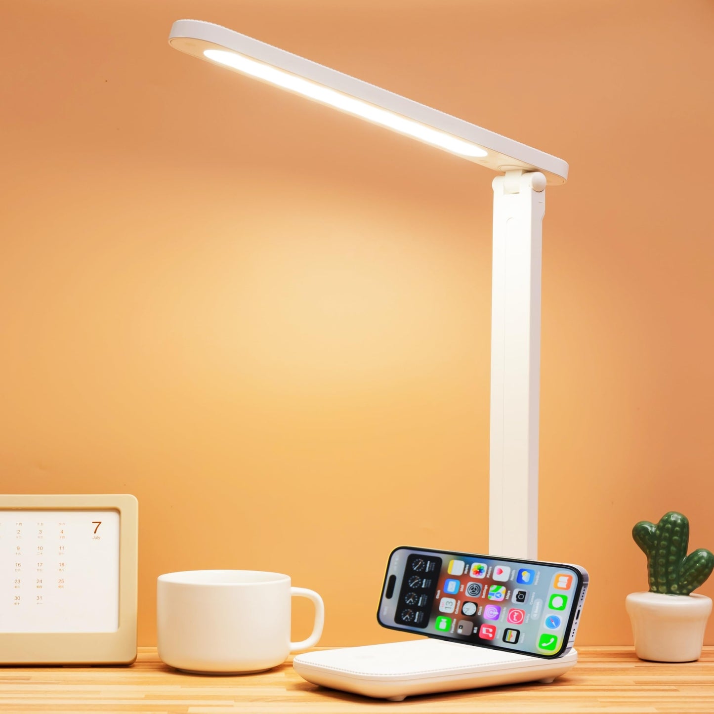 R RUCKERCO LED Desk Lamp, Dimmable Reading Light with 3 Lighting Modes, Eye-Care Desk Lamp with USB Charger for Home Office & Gift