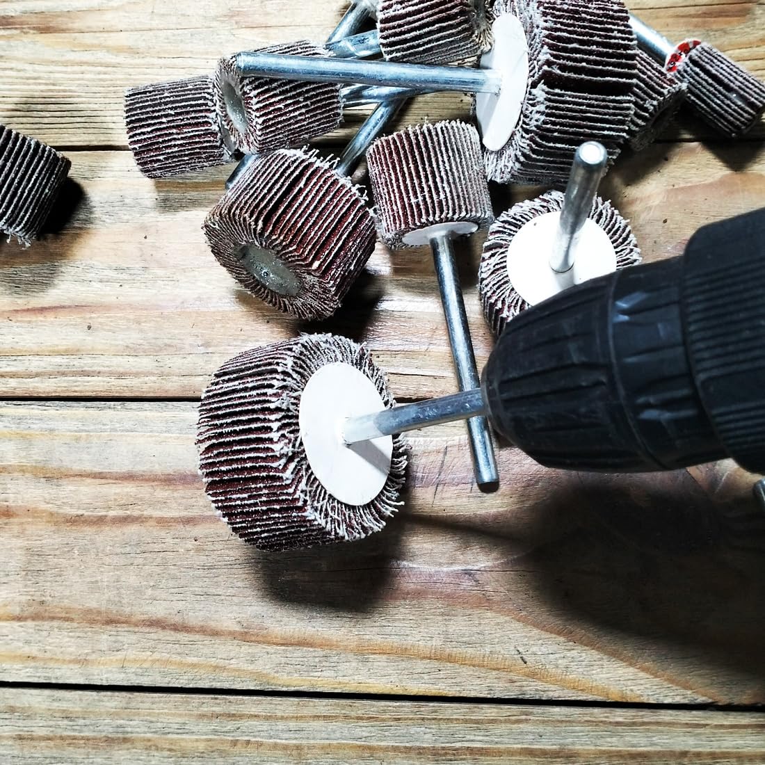 JUNLIXN 14 Pcs 90mm Extra Long Flap Wheels Sander, Extended 1/4'' Shank Abrasive Flap Wheel for Drill, Grinder, Rotary Tools (16/20/25/30/35/40/50mm)