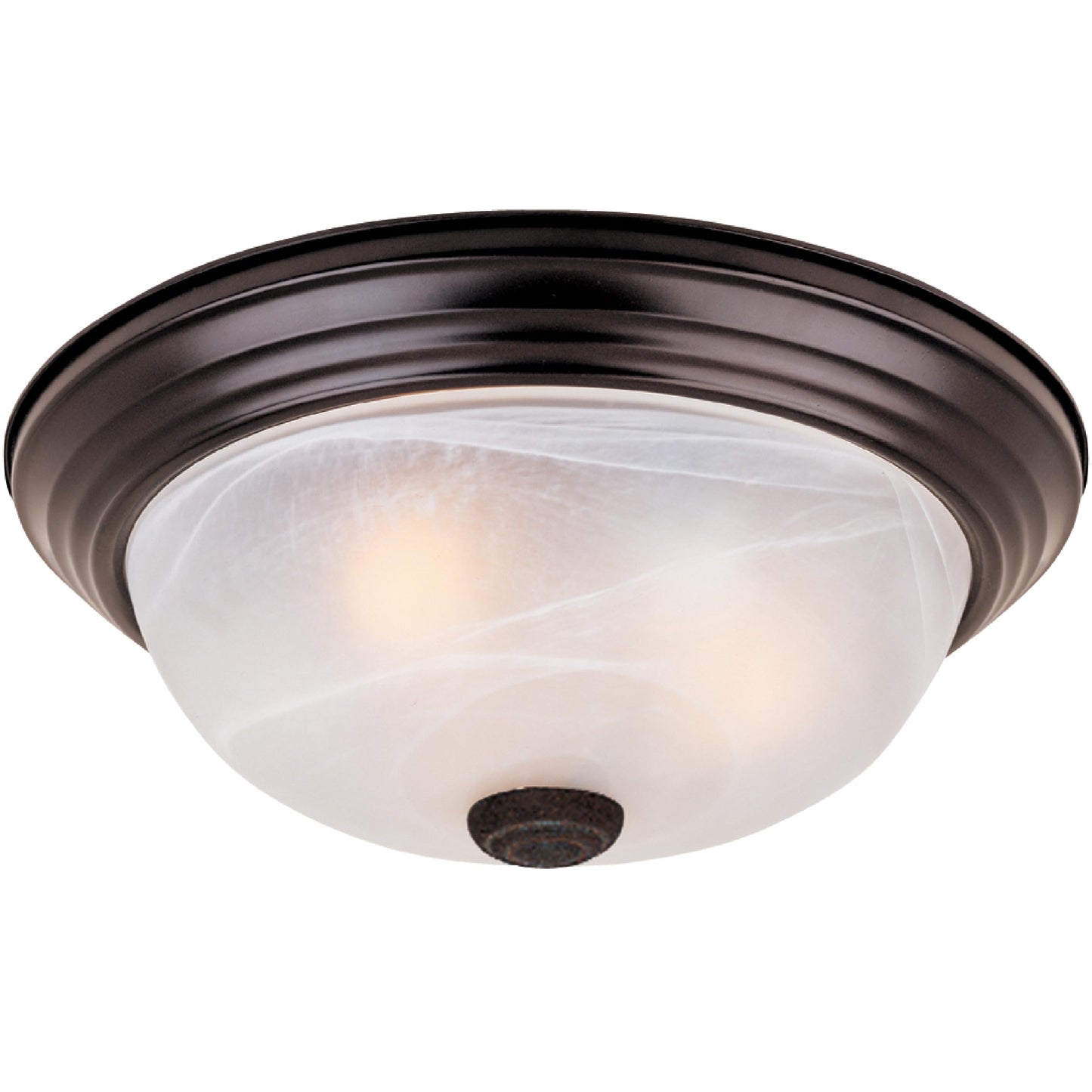 DESIGNERS FOUNTAIN Reedley 2-Light 11" Flush Mount Ceiling Light, White Alabaster Glass, Oil Rubbed Bronze for Kitchen, Bedroom, Hallway