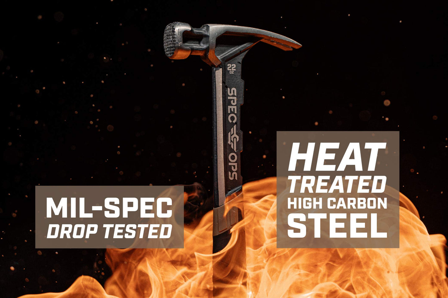 Spec Ops Tools Framing Hammer, 22 oz, Rip Claw, Milled Face, Shock-Absorbing Grip, 3% Donated to Veterans Black/Tan