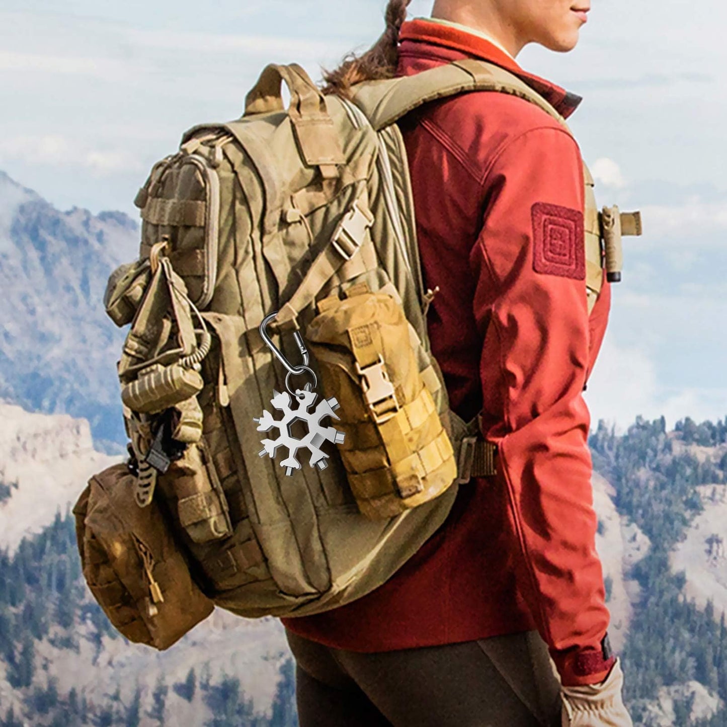 Stocking Stuffers for Men Dad – 2 Pack 18-in-1 Snowflake Multi Tool, Portable Keychain Wrench, Screwdriver & Bottle Opener for Camping & Outdoors