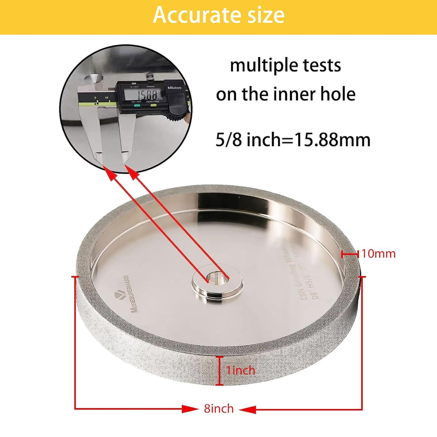 CBN Grinding Wheel 8 inch 180 Grit,1" Wide,5/8" Arbor,Suitable for All Kinds of 8 inch Bench Grinders(180 Grit)