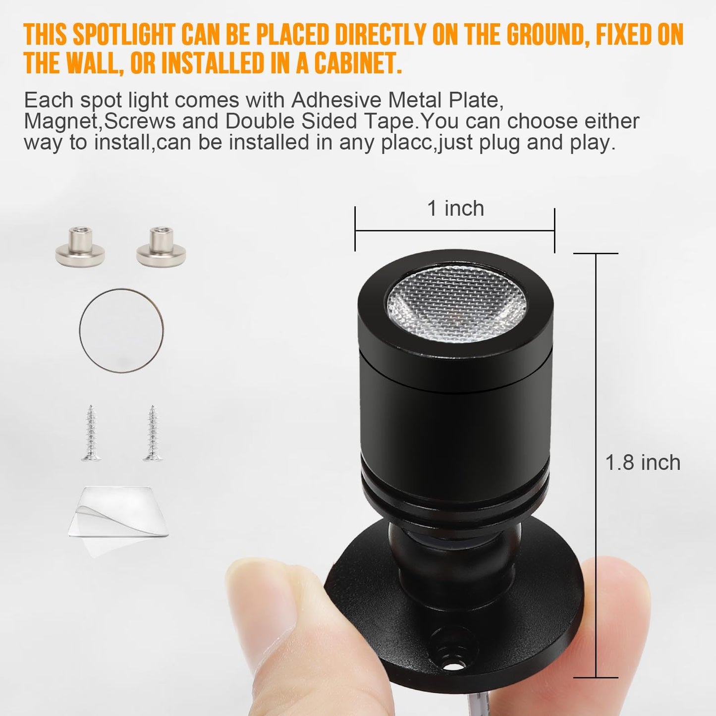 **Taysing LED Mini Spotlights Indoor Accent Lights for Display, Art, Plants & Shelves, Soft White, Push Switch, 2-Pack**