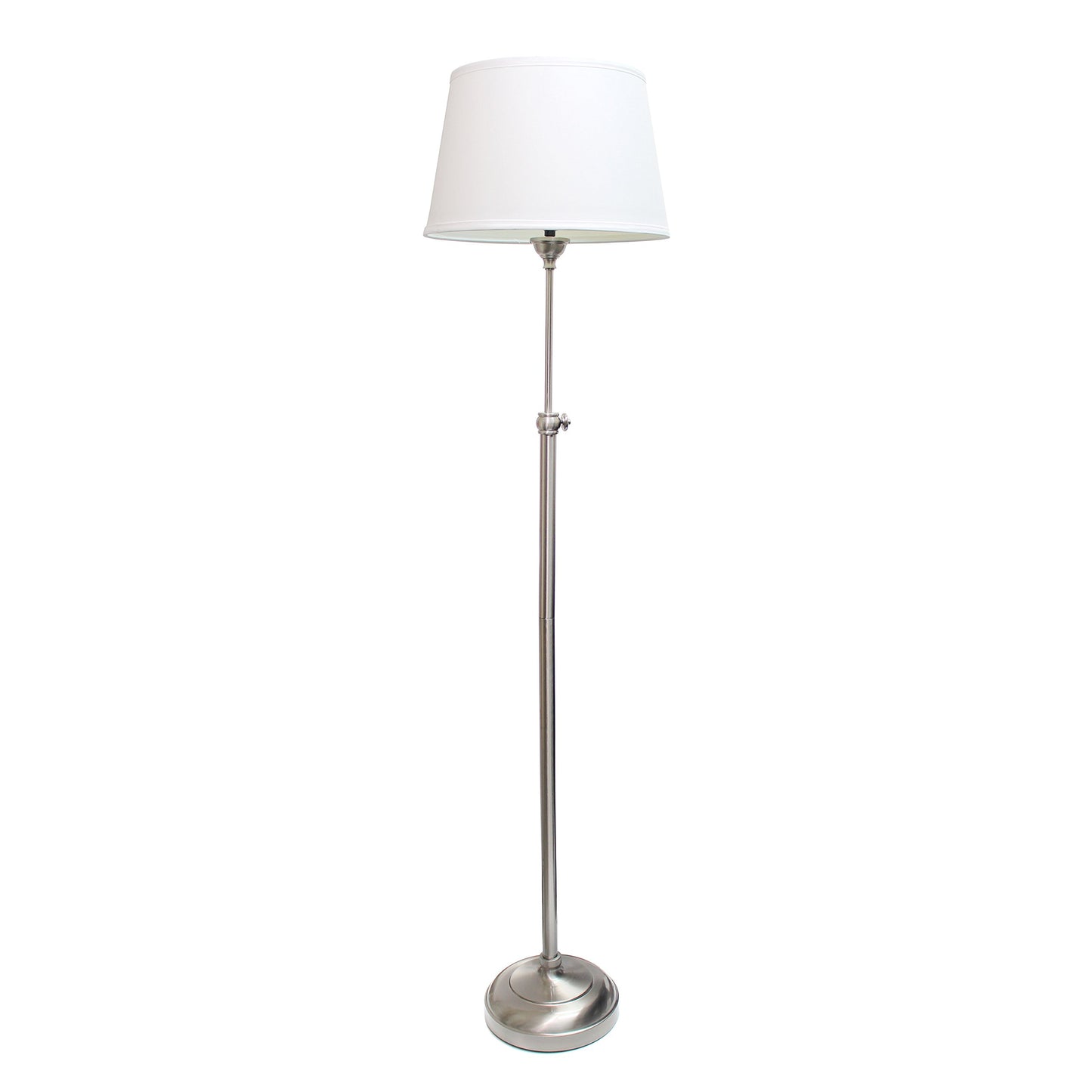 Elegant Designs LC1017-BSN Brushed Nickel Adjustable 3 Pack Lamp Set with White Fabric Shades, 1 Floor Lamp and 2 Table Lamps