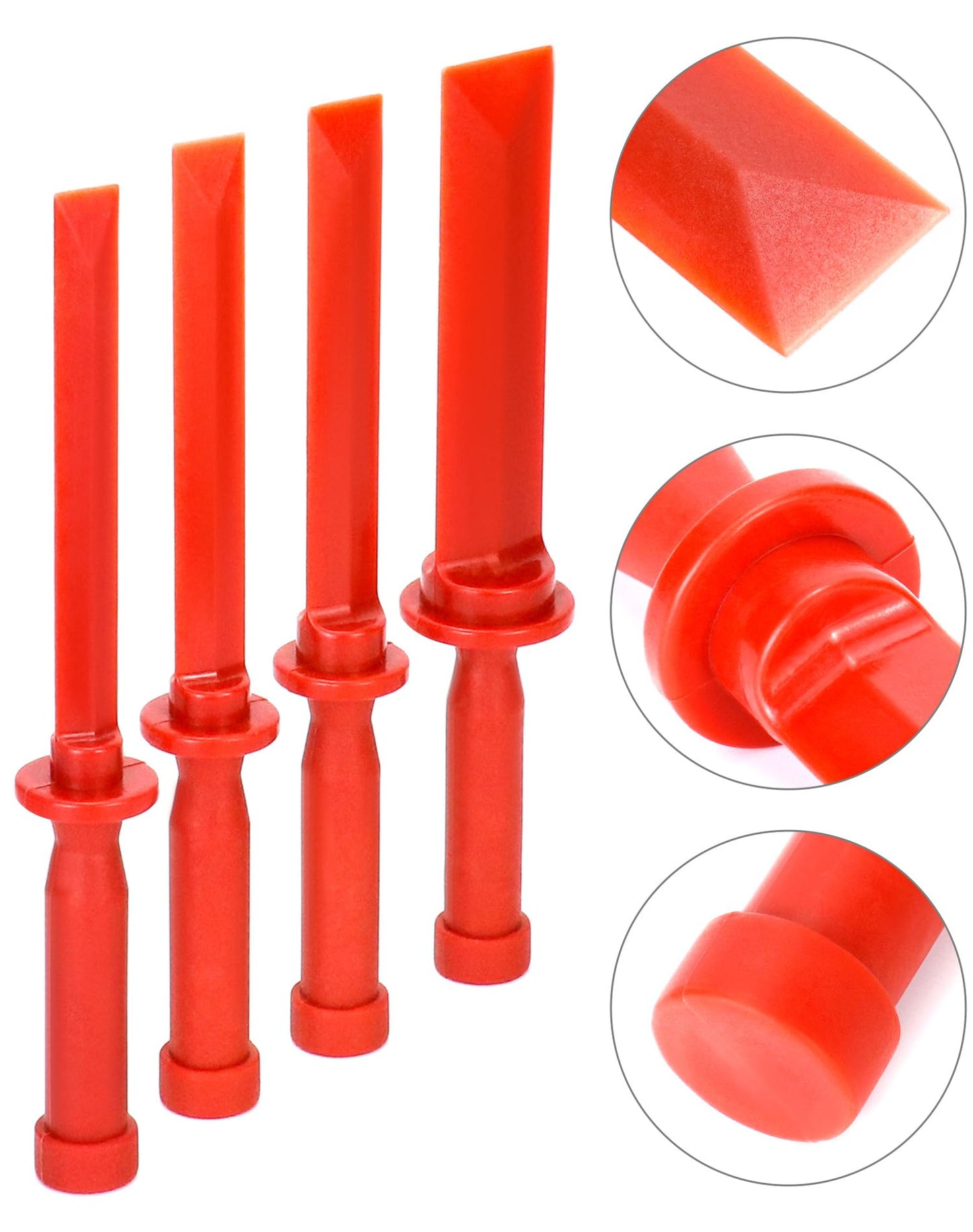 QWORK Plastic Chisel Scraper Set – 4 Sizes (3/4"–1-1/2"), Chemical Resistant, No-Marring Tool for Adhesives, Paint & Debris Removal