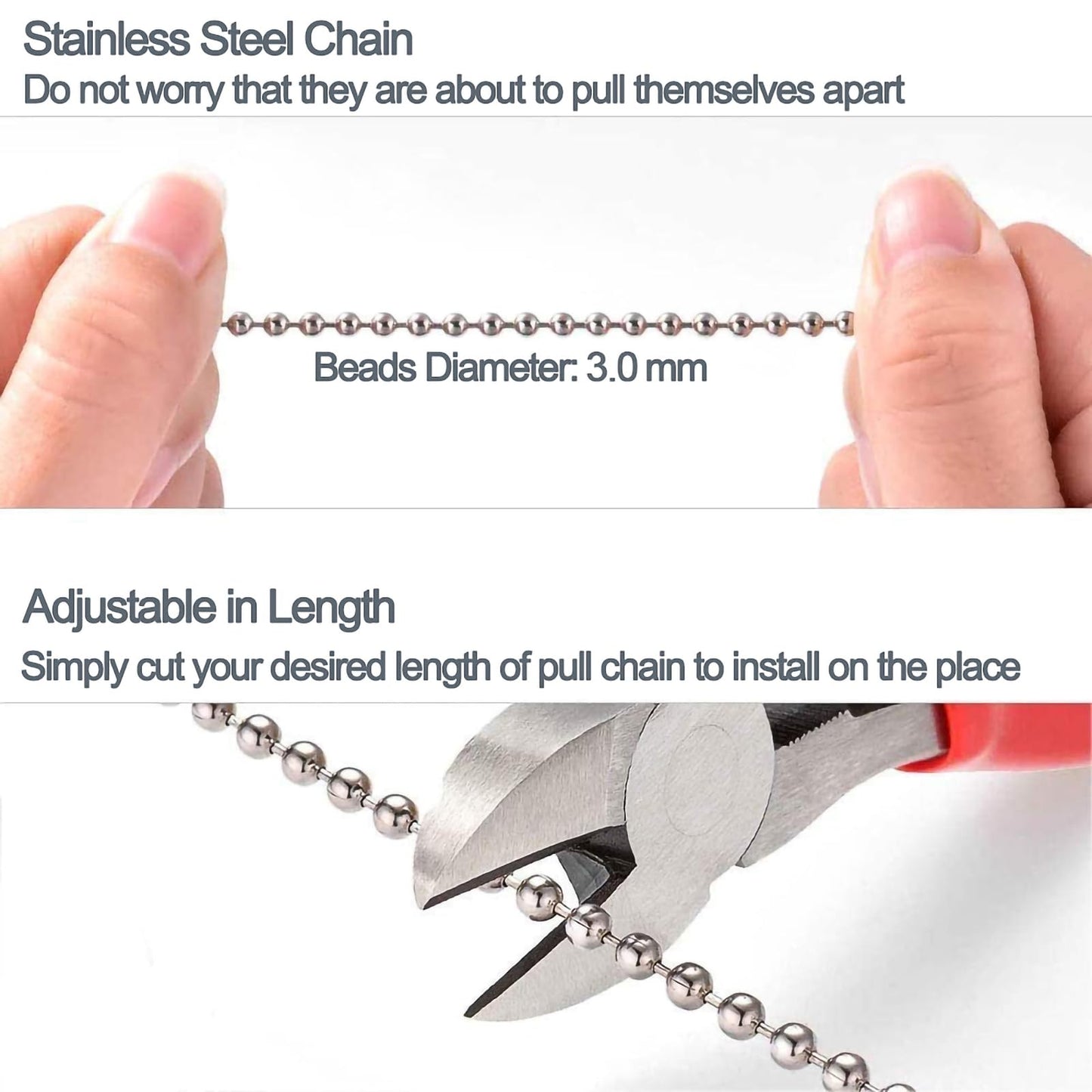 LEFERS Ceiling Fan Pull Chain, 2 Pieces Natural Gemstone Pendants with 12" Ceiling Fan Chain Extender and Connector (Rose Quartz)