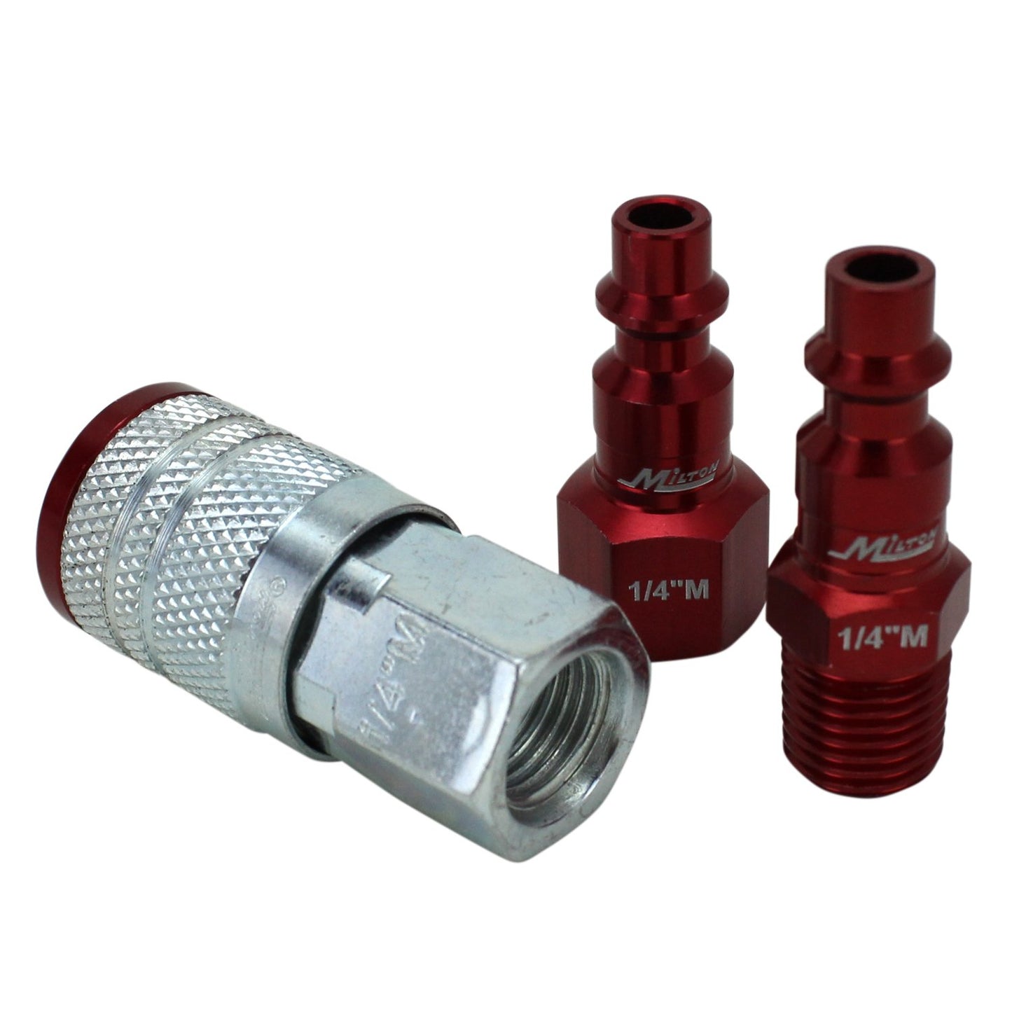 Milton "ColorFit by Milton Coupler & Plug Kit - (M-Style, Red) - 1/4"" NPT, (3-Piece)" (S-303MKIT)