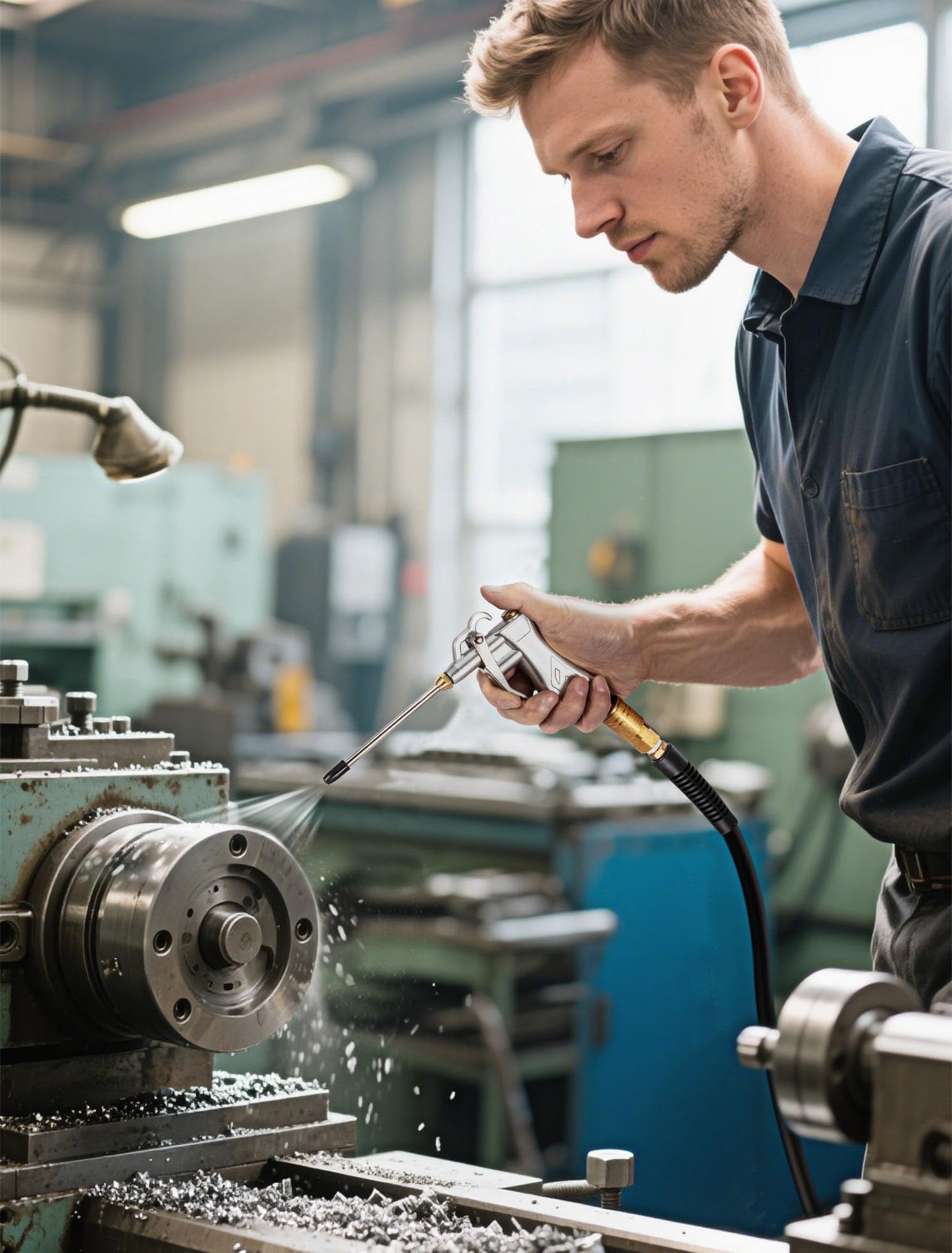 JASTIND Industrial Air Blow Gun with Brass Adjustable Nozzle & 2 Steel Extensions, Pneumatic Compressor Tool for Dust Cleaning