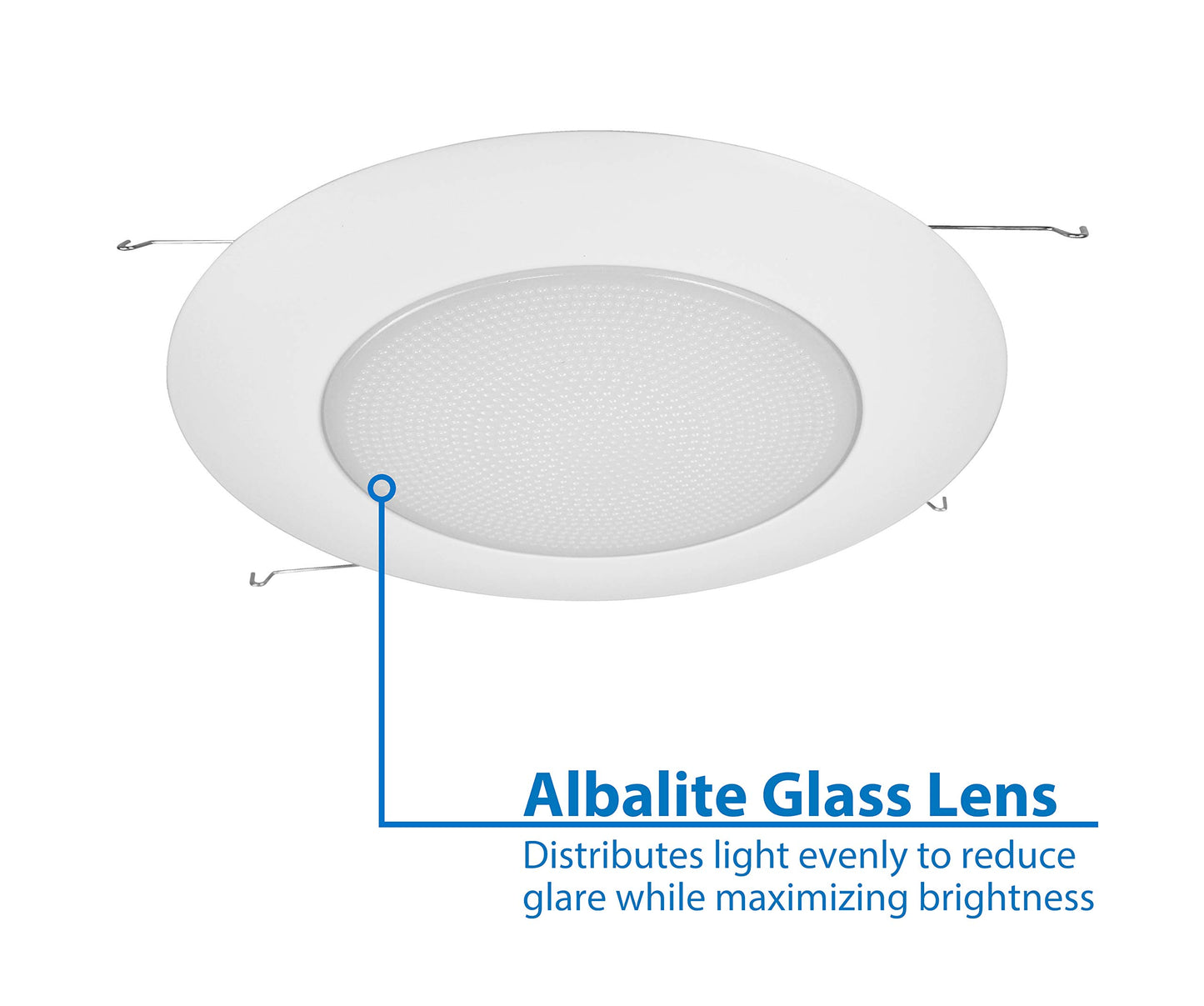 NICOR Lighting 6 inch White Recessed Shower Trim with Albalite Lens (17505)