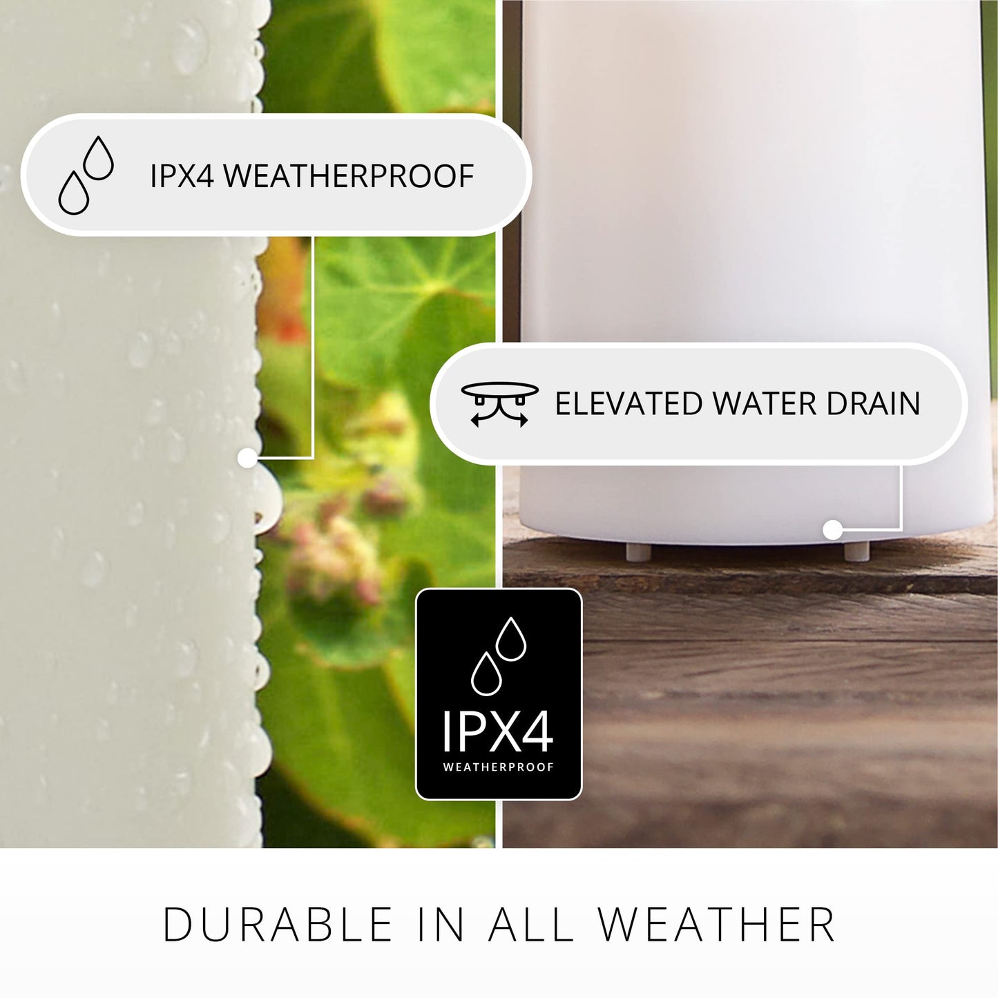 Luminara Outdoor Moving Flame LED Pillar Candle, Battery Operated, Realistic Flicker, 3.25"x8.5", Remote Ready, Christmas & Thanksgiving