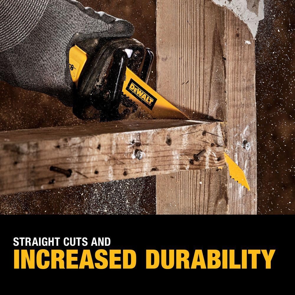 DEWALT Reciprocating Saw Blade Set for Metal Wood Iron, 12 Piece Bi-Metal Increased Durability Blades, with Storage Case (DW4892)
