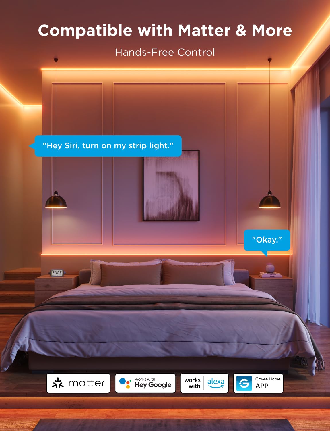 Govee COB LED Strip Light Pro, 9.8ft RGBICW Smart LED for Bedroom, Color Changing, Warm White, Works with Alexa, Google & Matter