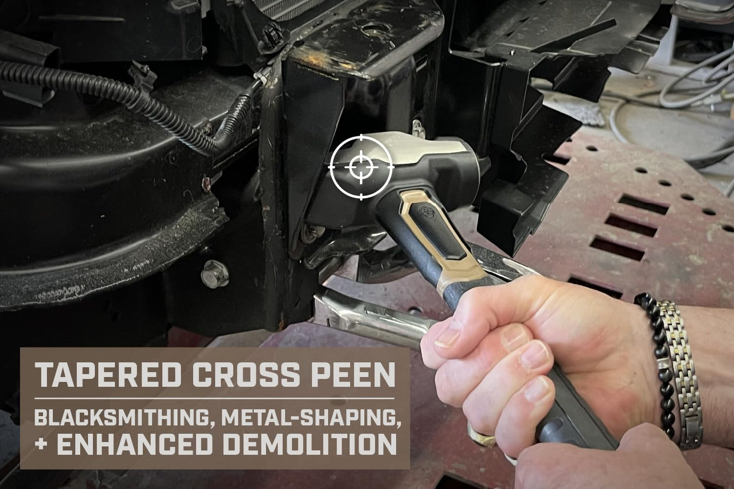 Spec Ops Tools Blacksmith Hammer, 4 lb Sledge hammer with Bi-Material Shock Absorbing & Vibration Dampening Handle, 3% Donated to Veterans, Black/Tan