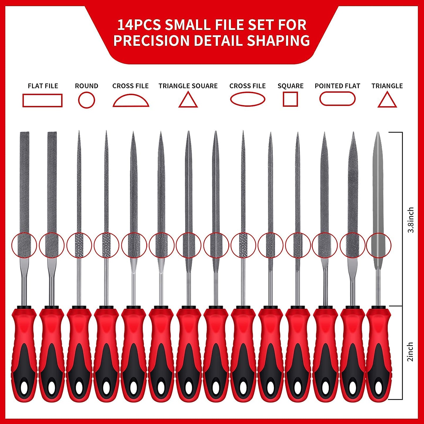57-Piece Metal & Wood File Rasp Set, T12 Alloy Steel, 4 Large Files, 14 Needle Files, Electric Files, Brush & 36 Emery Papers