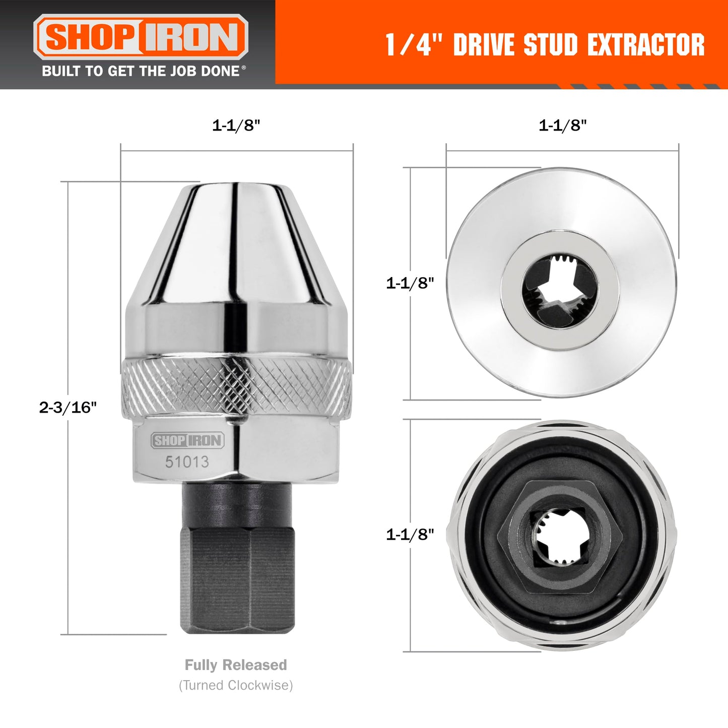 Shop Iron 51013 1/4-Inch Drive Mini Damaged Bolt and Stud Extractor | Works on 1/64-Inch-1/4-Inch Studs