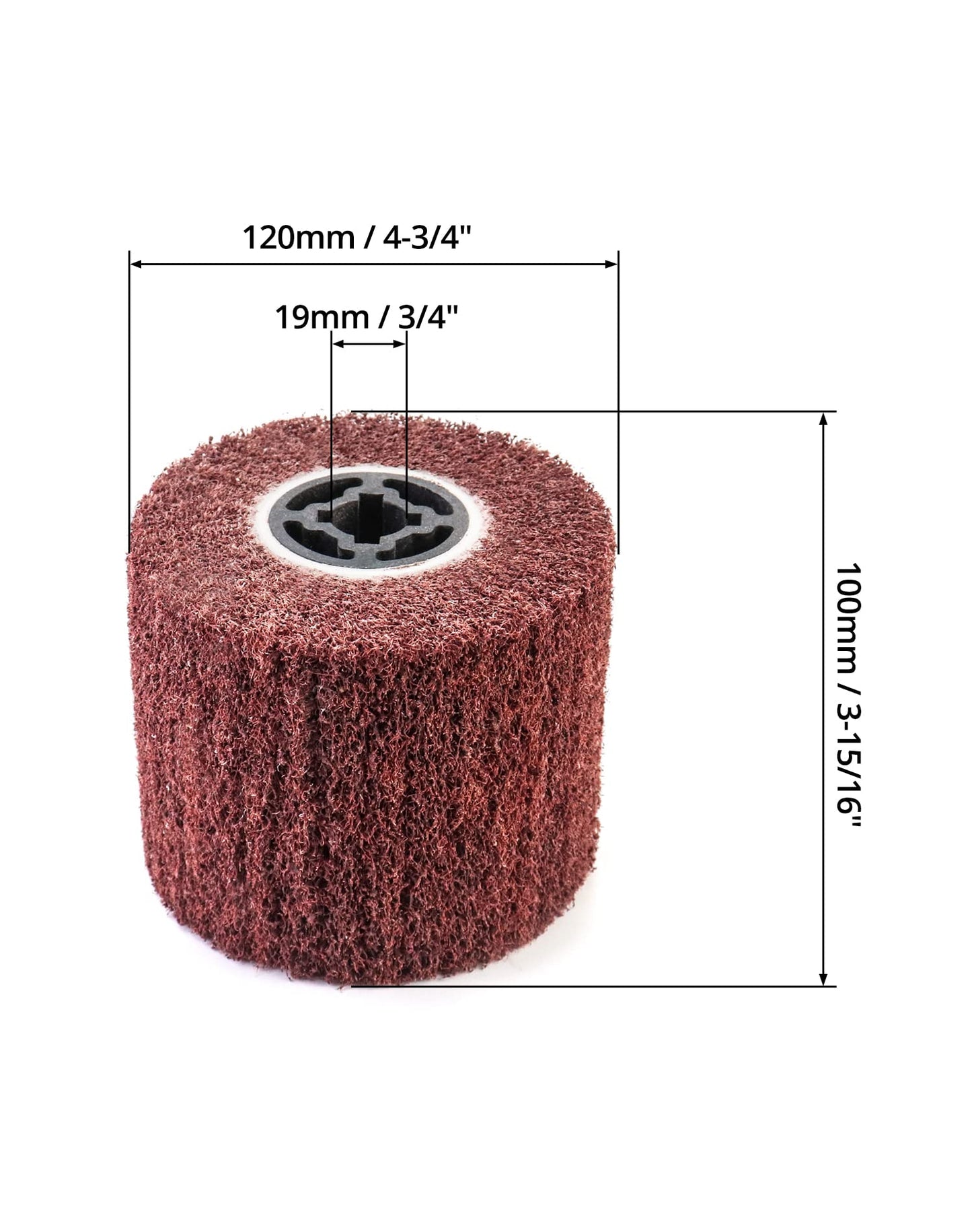 QWORK 80 Grit Non-Woven Abrasive Flap Wire Drawing Polishing Burnishing Wheel - Premium 2-Pack Ideal for Metal Surface Treatment, 120x100mm Size