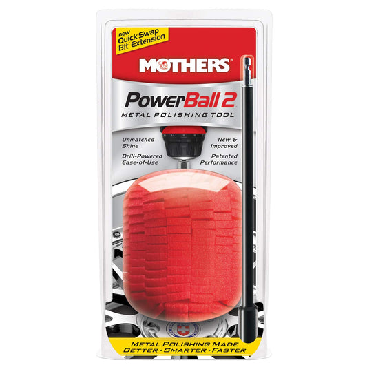 Mothers PowerBall 2 Drill Polisher with 10” Quick Swap Bit – Polishes Deep-Dish Wheels & Tight Spots Fast for a Brilliant Shine