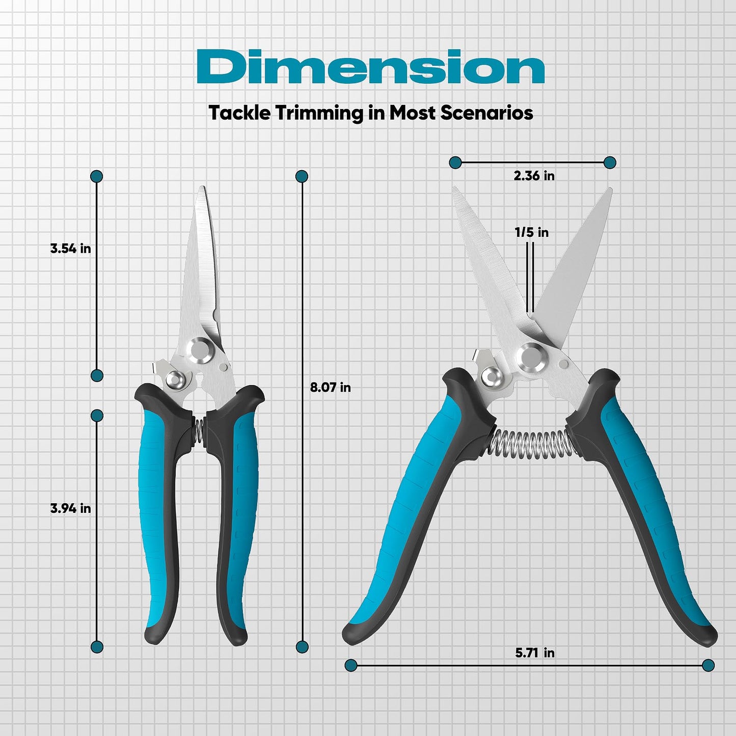 GARTOL 8" Heavy Duty All-Purpose Scissors – Razor-Sharp Tin Snips for Metal, Wire, Insulation, Rope, Cardboard | Ergonomic DIY Tool