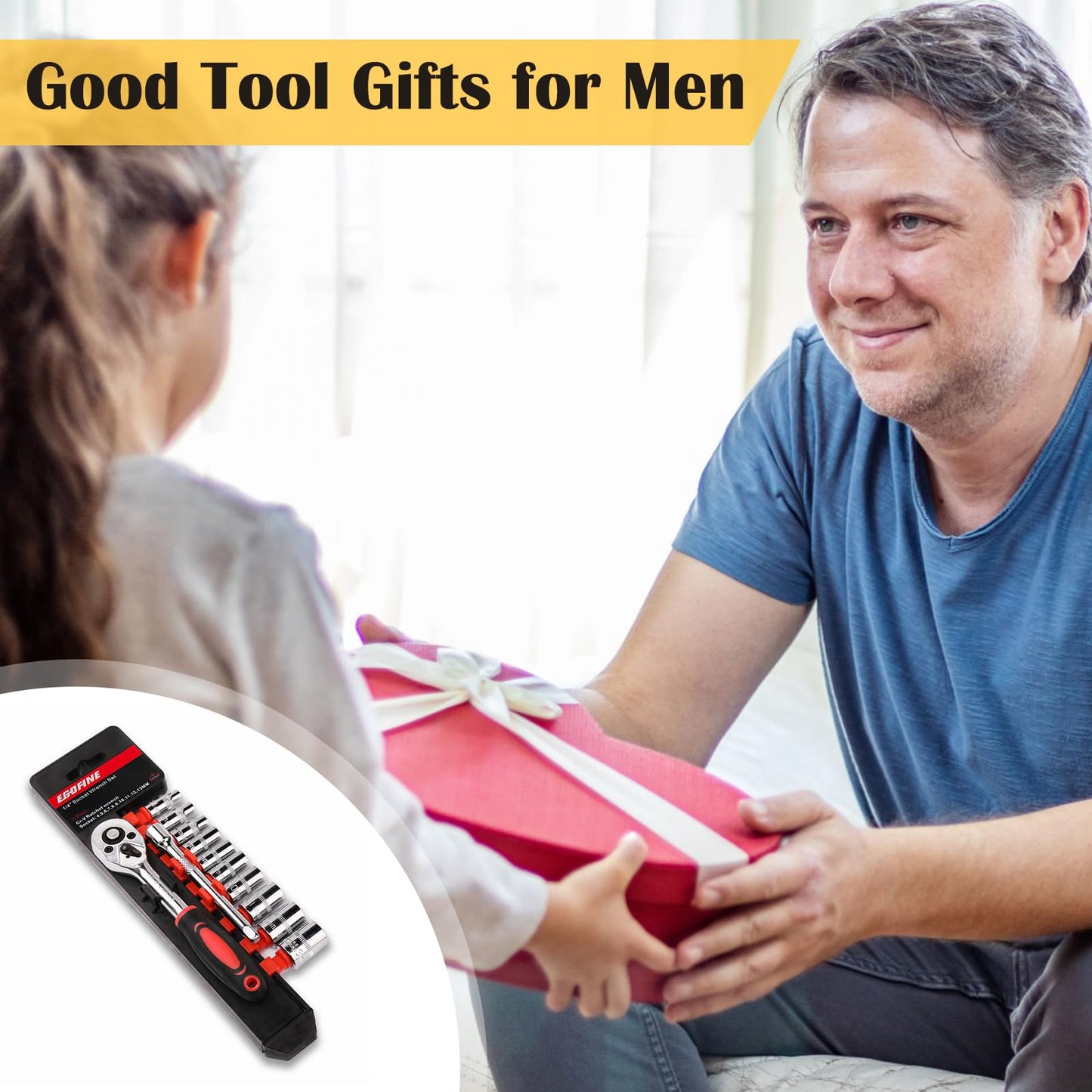 Egofine 12pcs 1/4" Mini Ratchet Socket Set, 10 Sockets 4-13mm, Quick-Release Ratchet Handle & Extension Bar