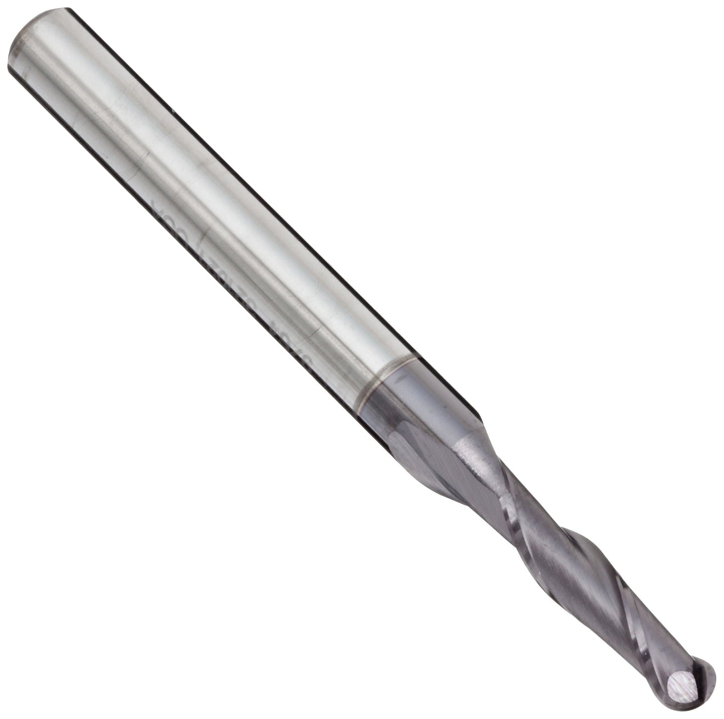 Melin Tool AMG-B 0.125" Carbide Ball Nose End Mill, 2 Flute, 30° Helix, AlTiN Coated, 1.5" OAL, 0.125" Shank