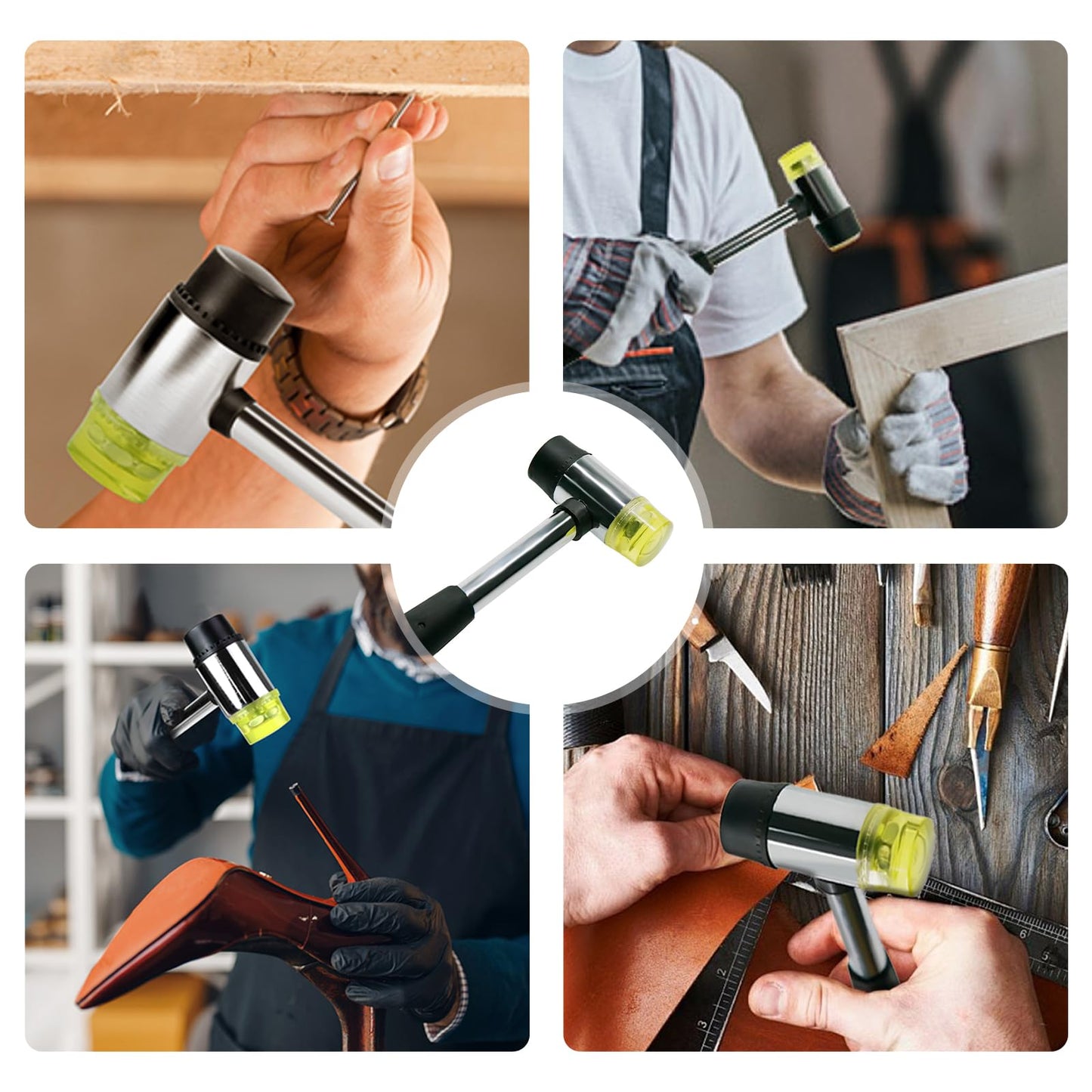 25mm Dual Head Nylon Rubber Hammer, Double-Sided Lightweight Jewelers Metal Mallet, Soft Multipurpose Hammer for Home Decoration & Installation