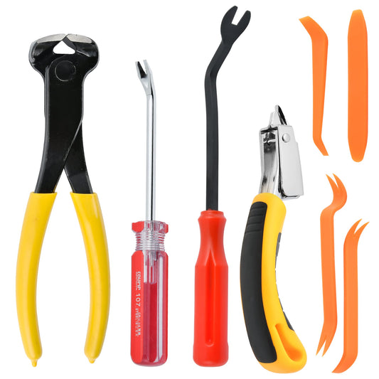 Aemygo 8-Piece Upholstery & Construction Staple Remover Set – Tack, Nail & Carpet Puller for Furniture, Floors, Frames, Cartons