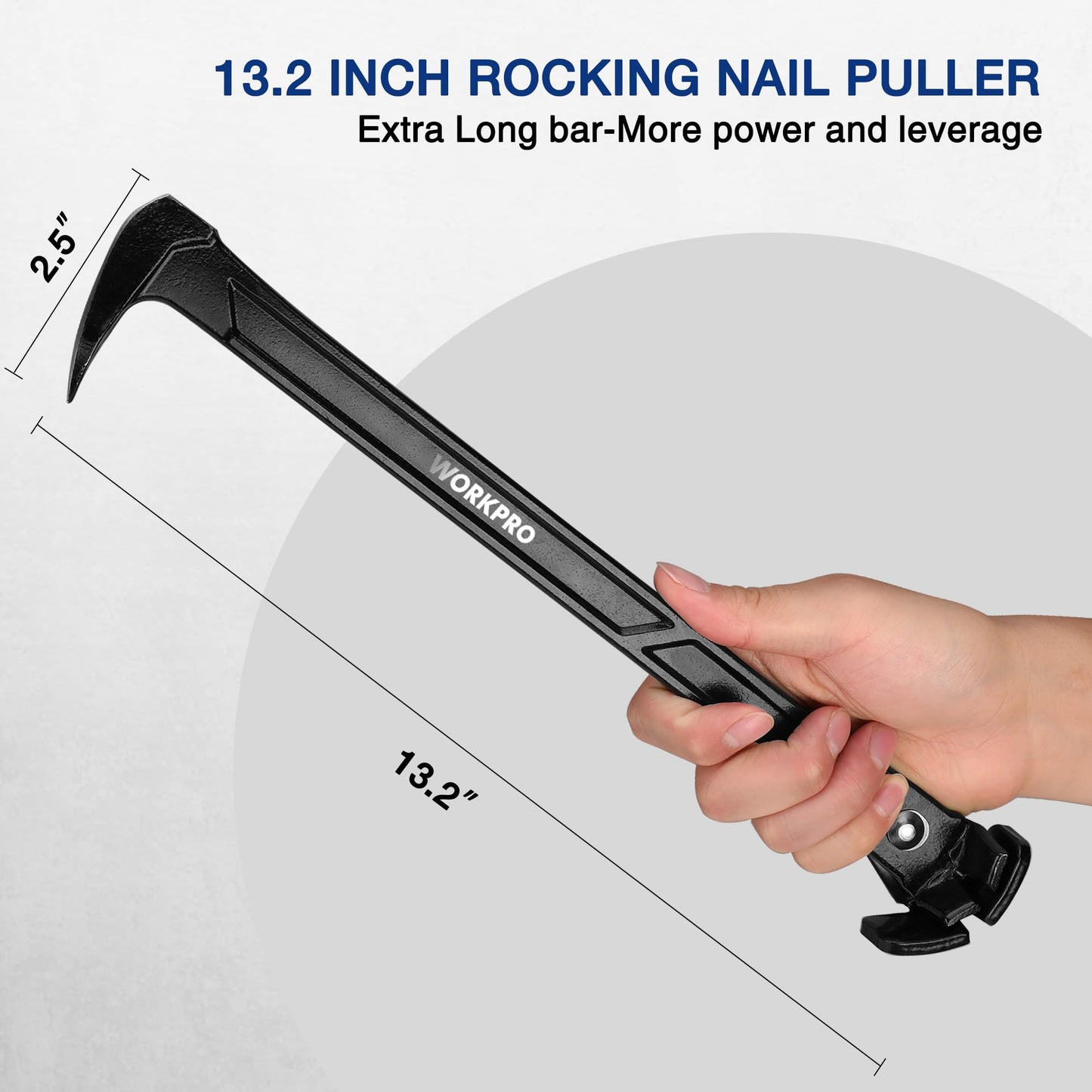 WORKPRO 13" Nail Puller & Cats Paw Pry Bar, Nail Remover Crowbar for Carpentry, Woodworking, Home Remodeling Projects