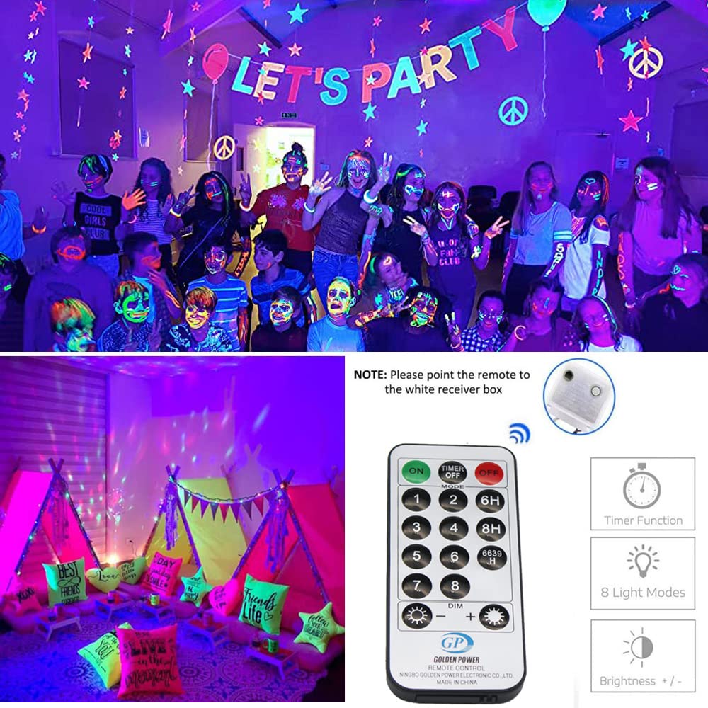 Solhice 60ft Black Light String Lights, 240 LED UV Blacklights with Remote, Plug-In Glow Party Fairy Lights for Bedroom & Birthday