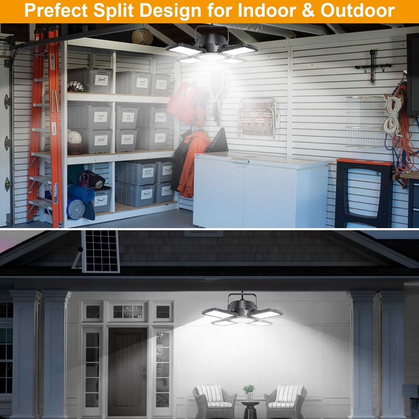 Auzev Solar Shed Light 176 LED, 4-in-1 Heads, Motion Sensor, 4 Modes, Remote Control, Solar Security Lamp for Garage & Outdoor