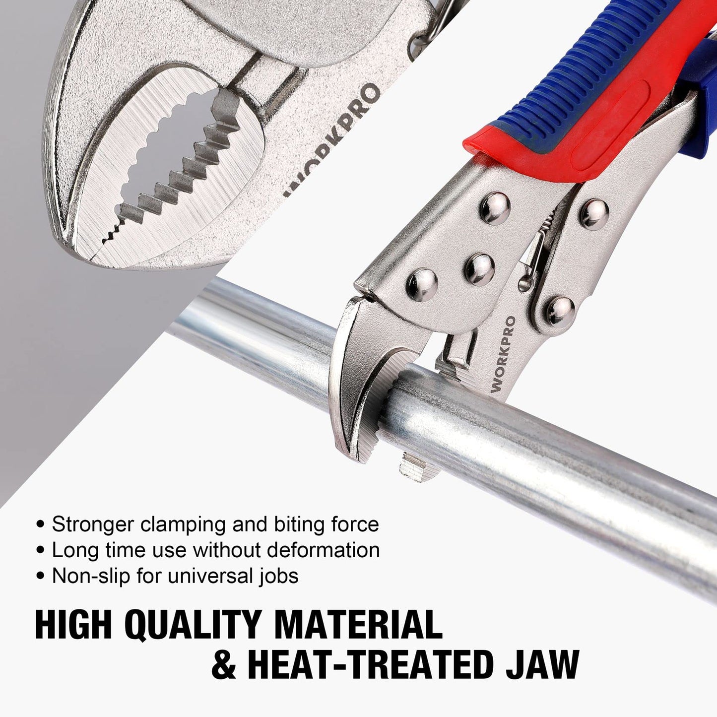 Workpro 3-piece Jaw Locking Pliers (10 Inch Curved Jaw, 7 Inch Curved Jaw, 6-1/2 Inch Straight Jaw)