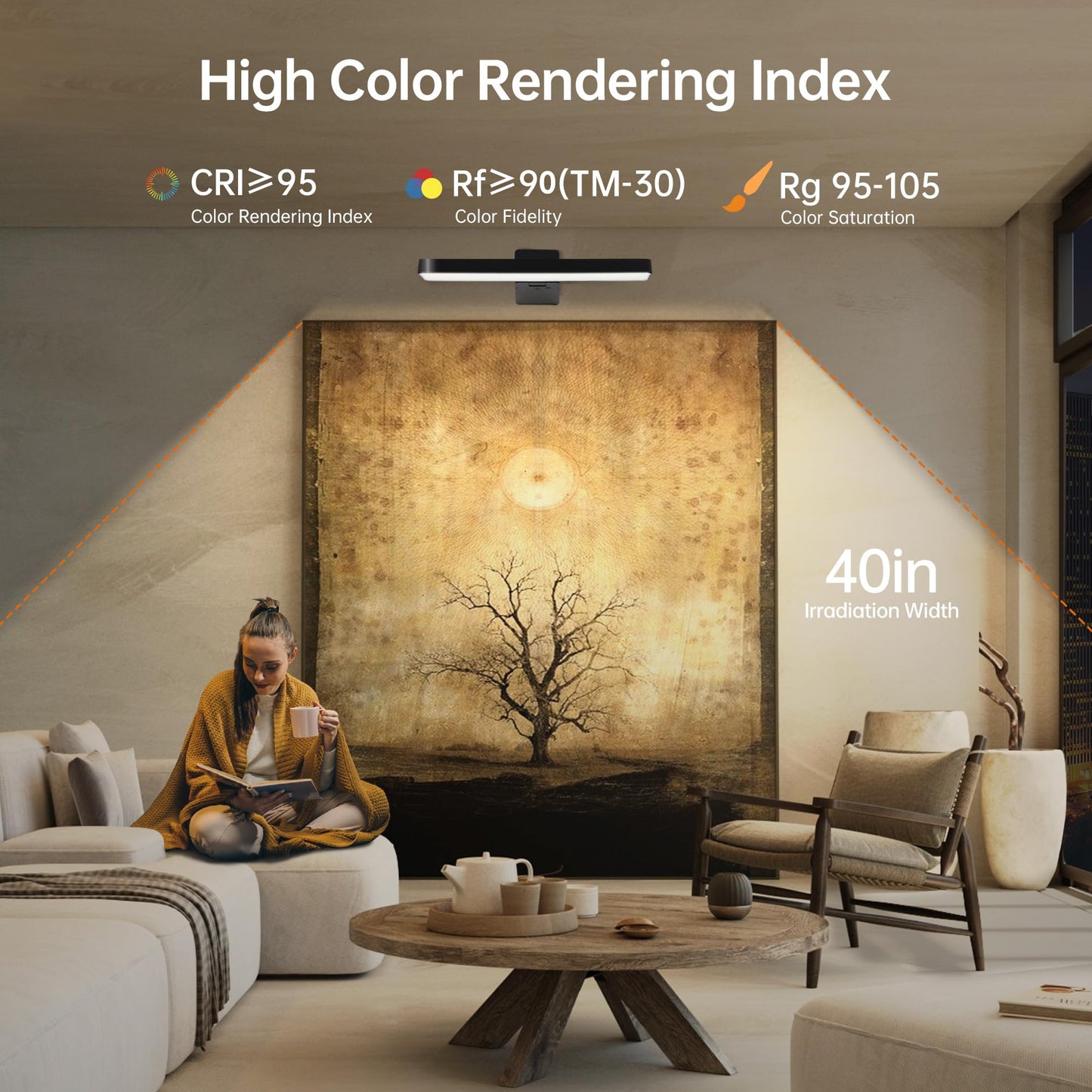 Auncko 2-Pack Rechargeable Wall Picture Lights with Remote – Dimmable, 3 Color Temps, Timer, Wireless Art & Frame Lighting, Black