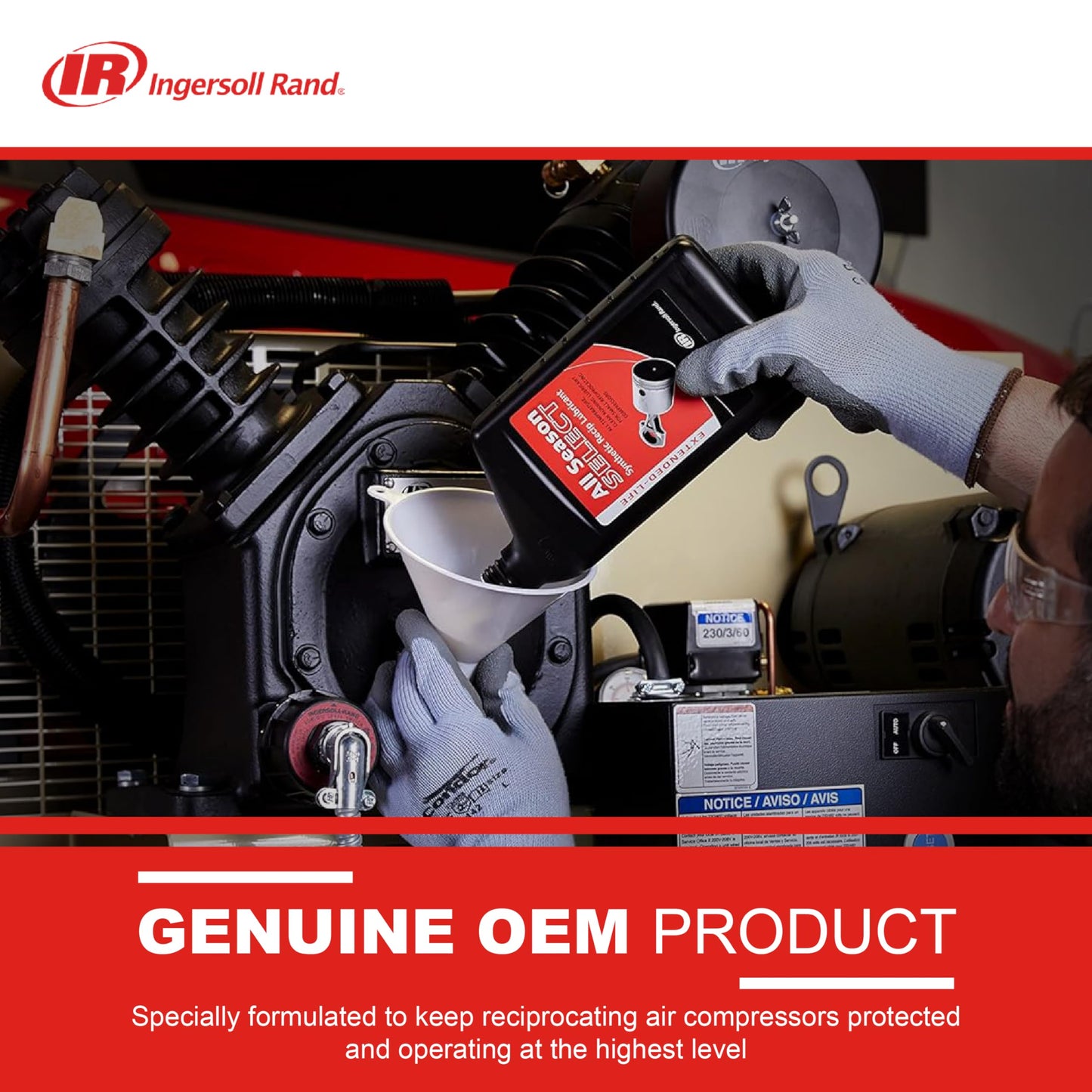 Ingersoll Rand 38436721 OEM All Season Select Synthetic Lubricant, 1L Bottle