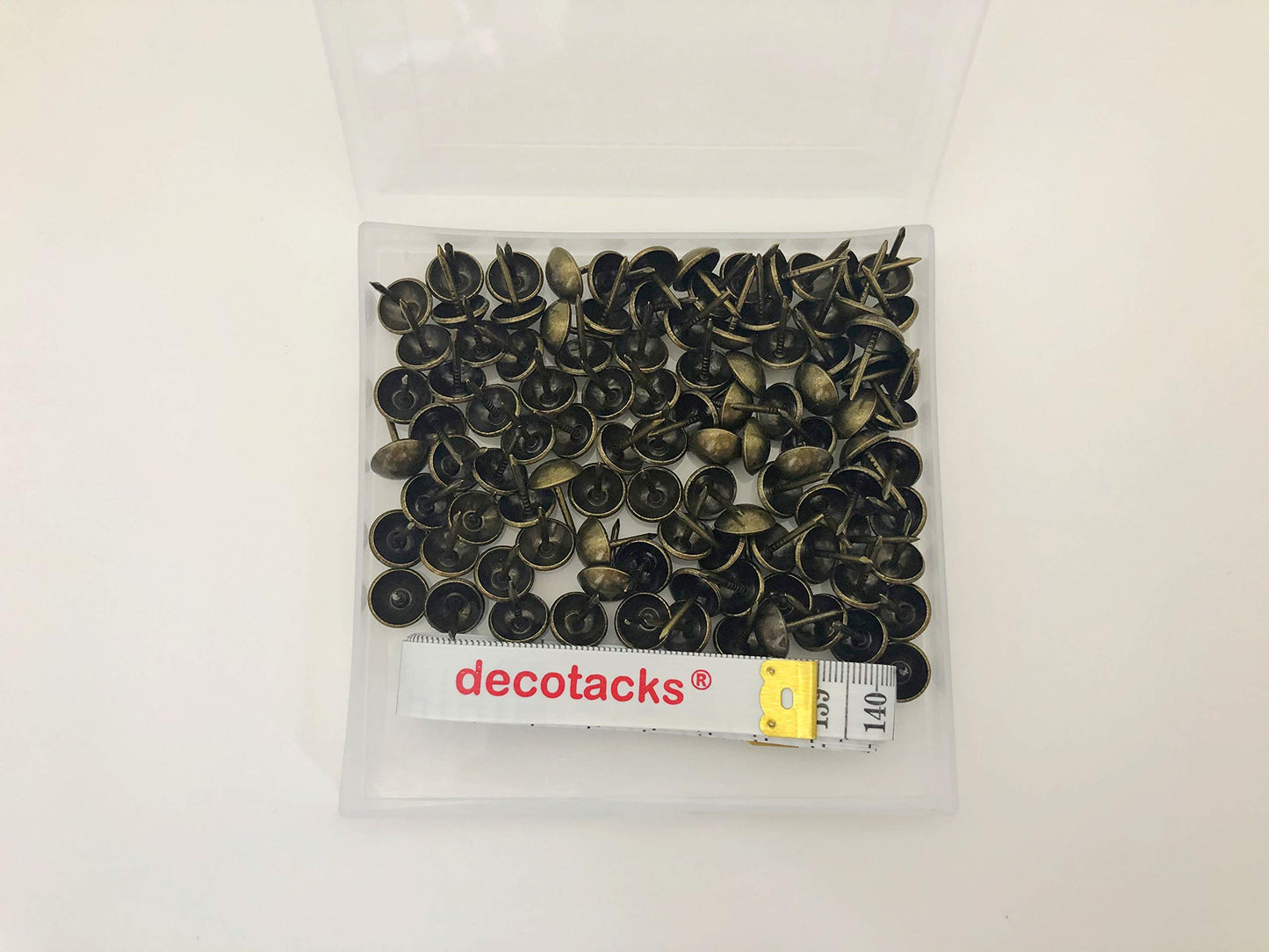 Decotacks 100 Pcs/Box Upholstery Tacks Upholstery Nails ∅7/16" Head x 1/2" Long Shank Antique Brass DX0511AB