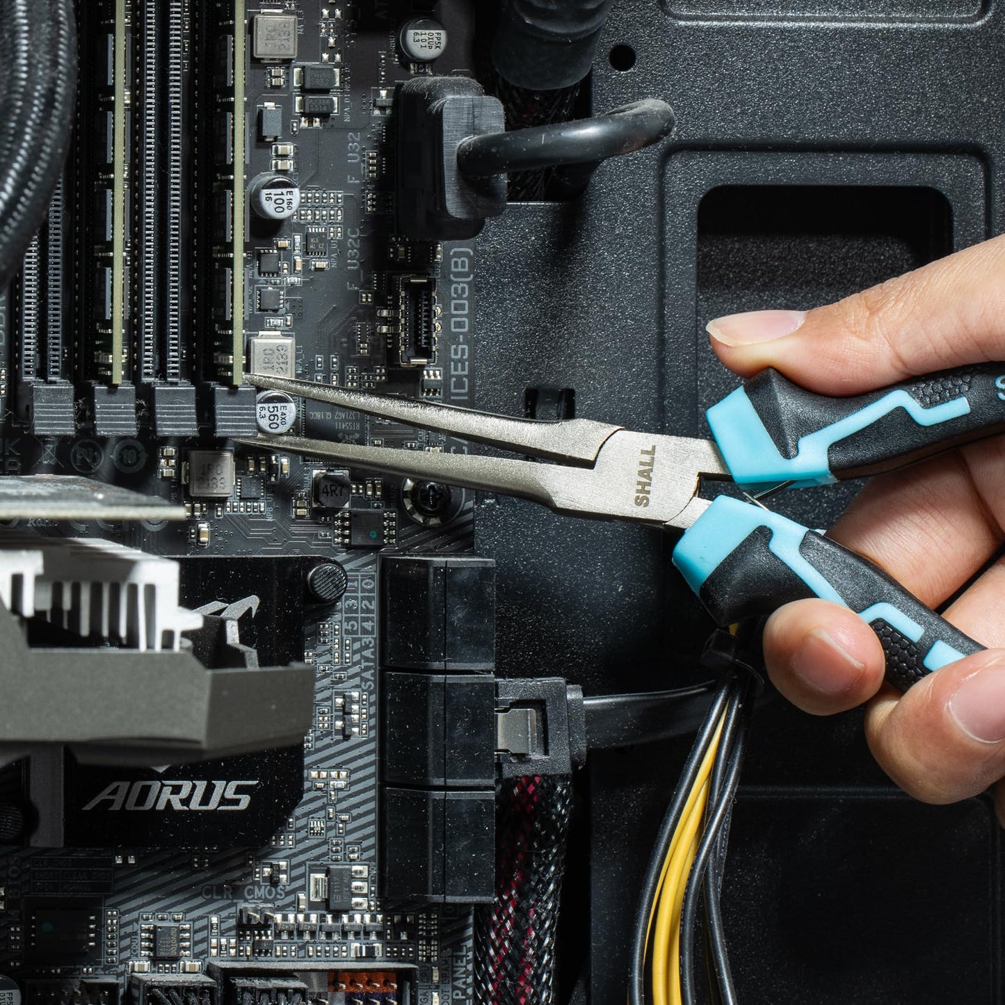 SHALL 6" Mini Needle Nose Pliers with Comfort Grip, Non-Serrated Drop Forged Steel Jaws for Jewelry, Crafts, Electronics Repair