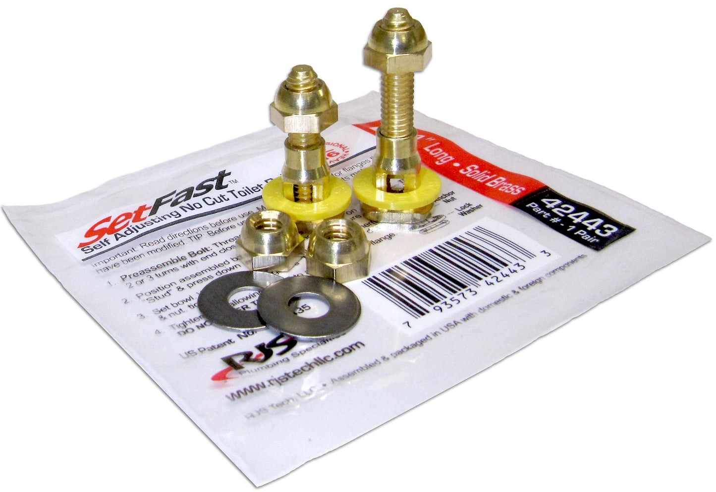 SetFast No Cut Closet Bolts - 2-1/4" - One Pack (1 pair)