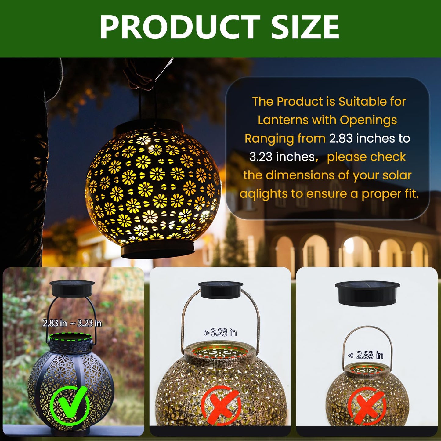 2 Pack Solar Light Replacement Tops, Waterproof Solar Lantern Replacement Parts for Outdoor Hanging Lanterns, Garden Patio DIY Table Lights